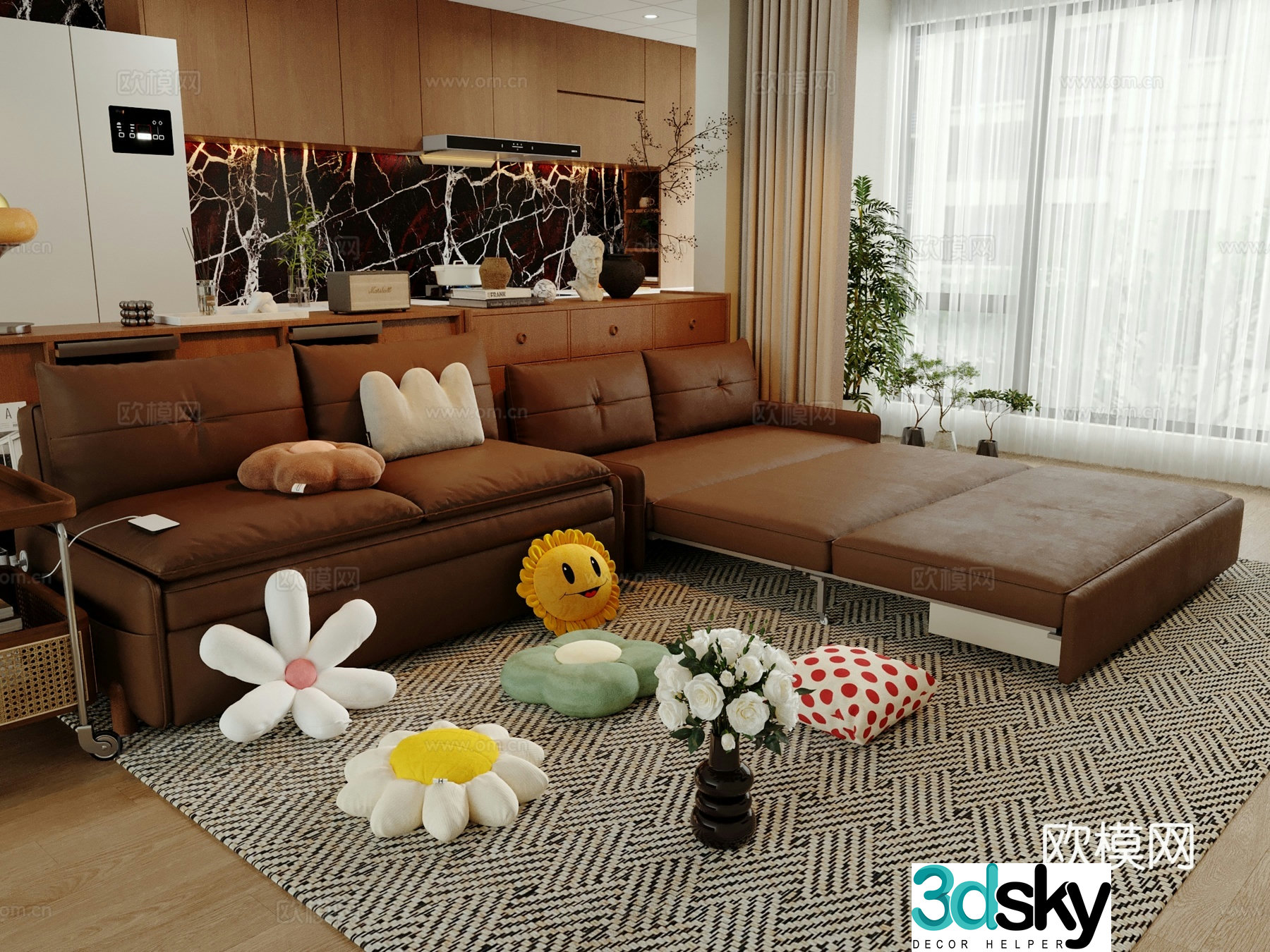 Medieval style double sofa 3d model