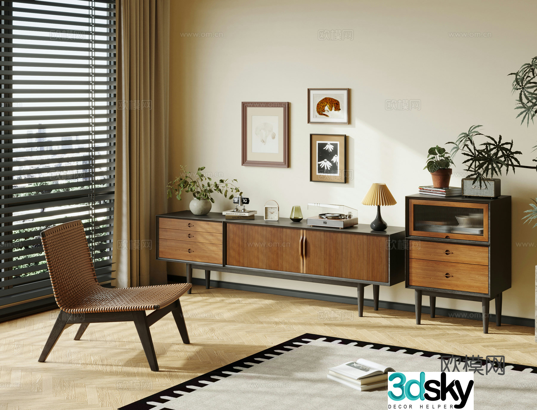 Medieval style TV cabinet 3D model