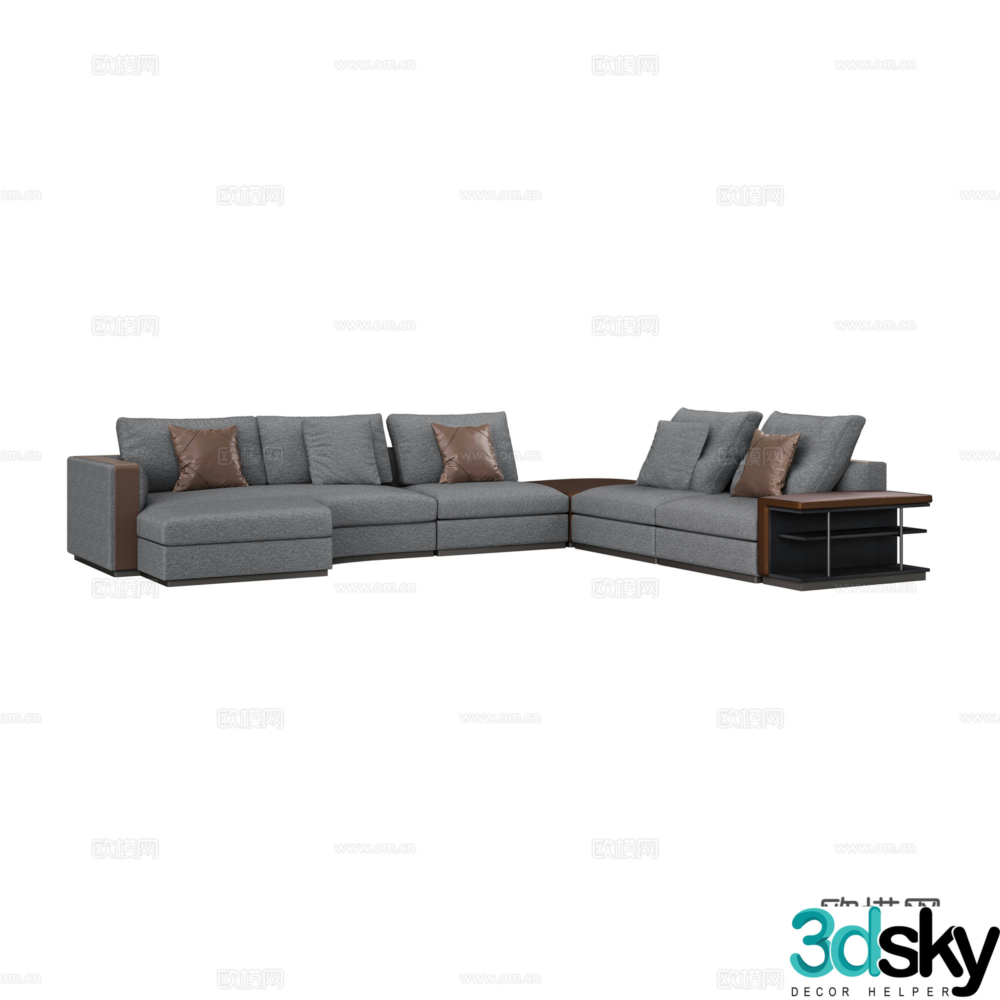 Modern L-shaped corner sofa multi-seat sofa 3d model