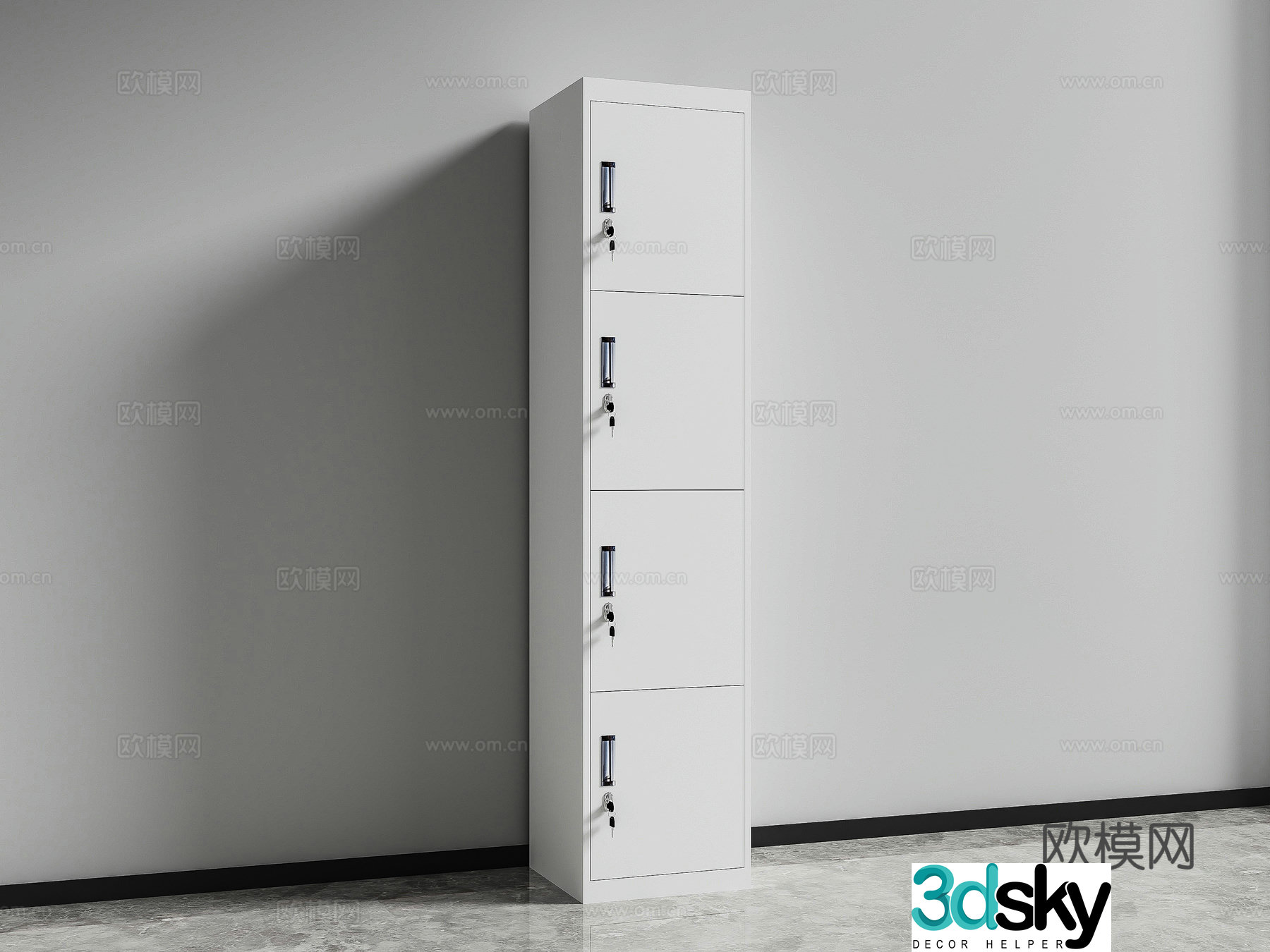 Single door four cabinet file cabinet file cabinet 3d model