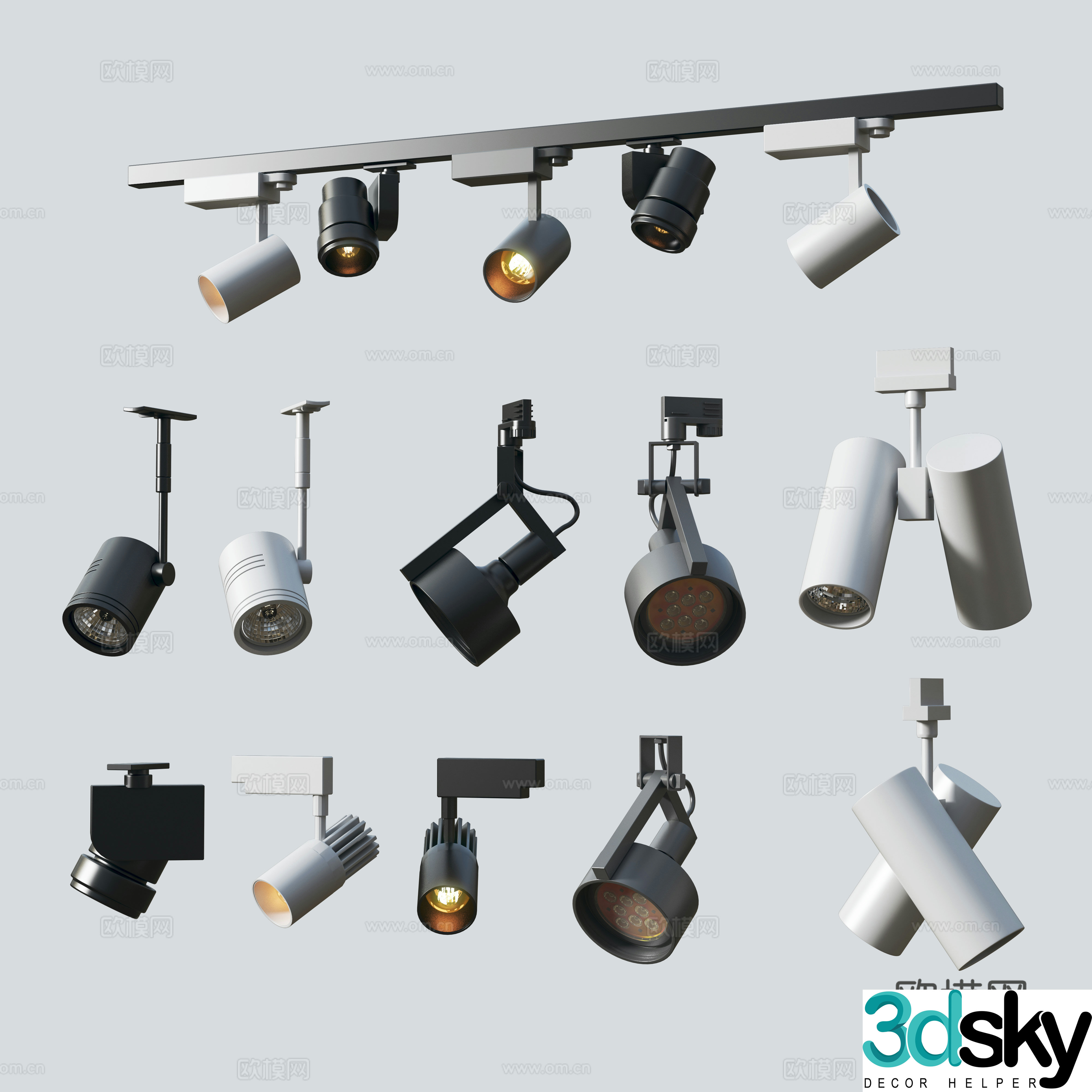 Modern downlight spotlight track spotlight 3d model