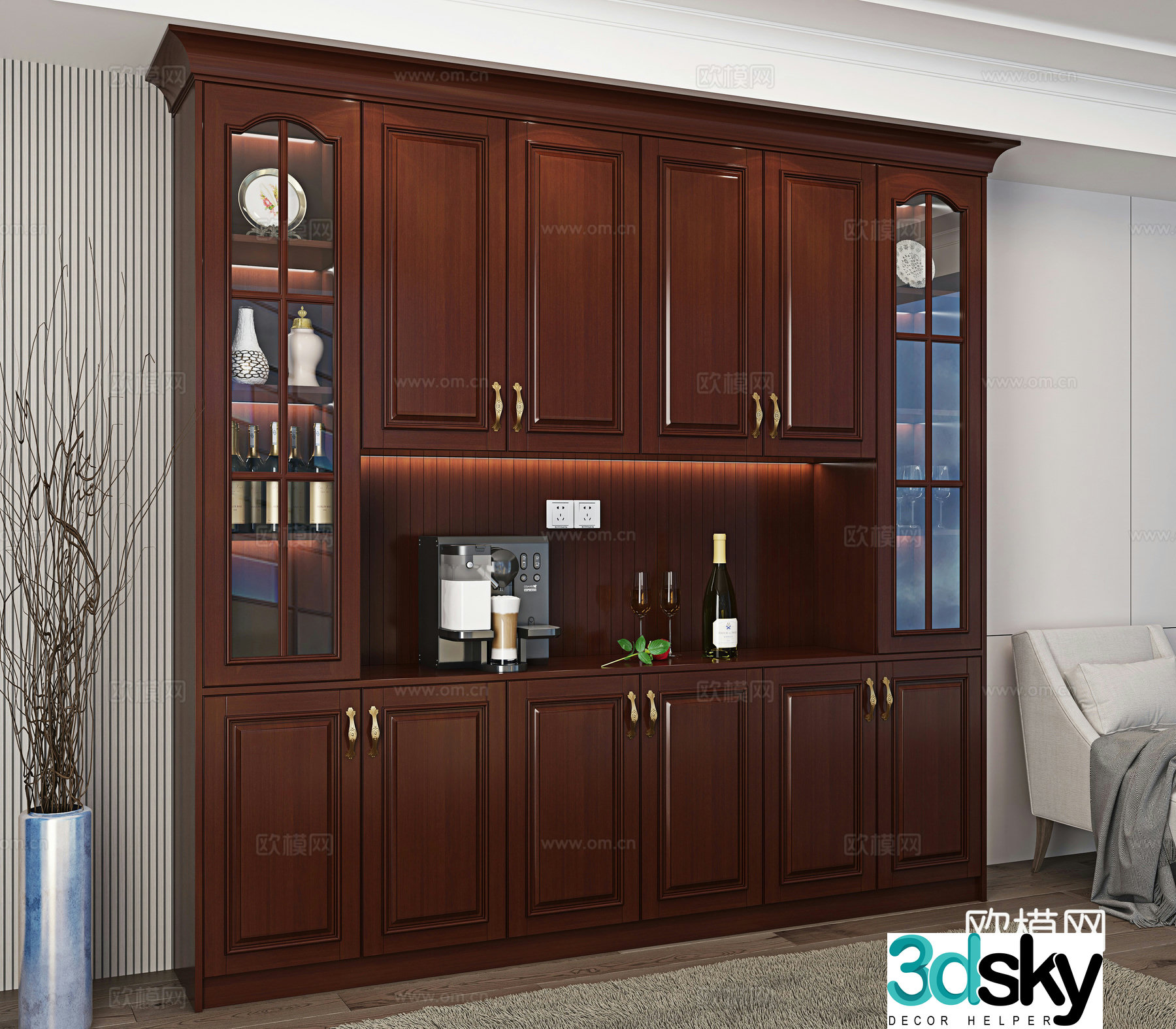 European wine cabinet sideboard 3d model
