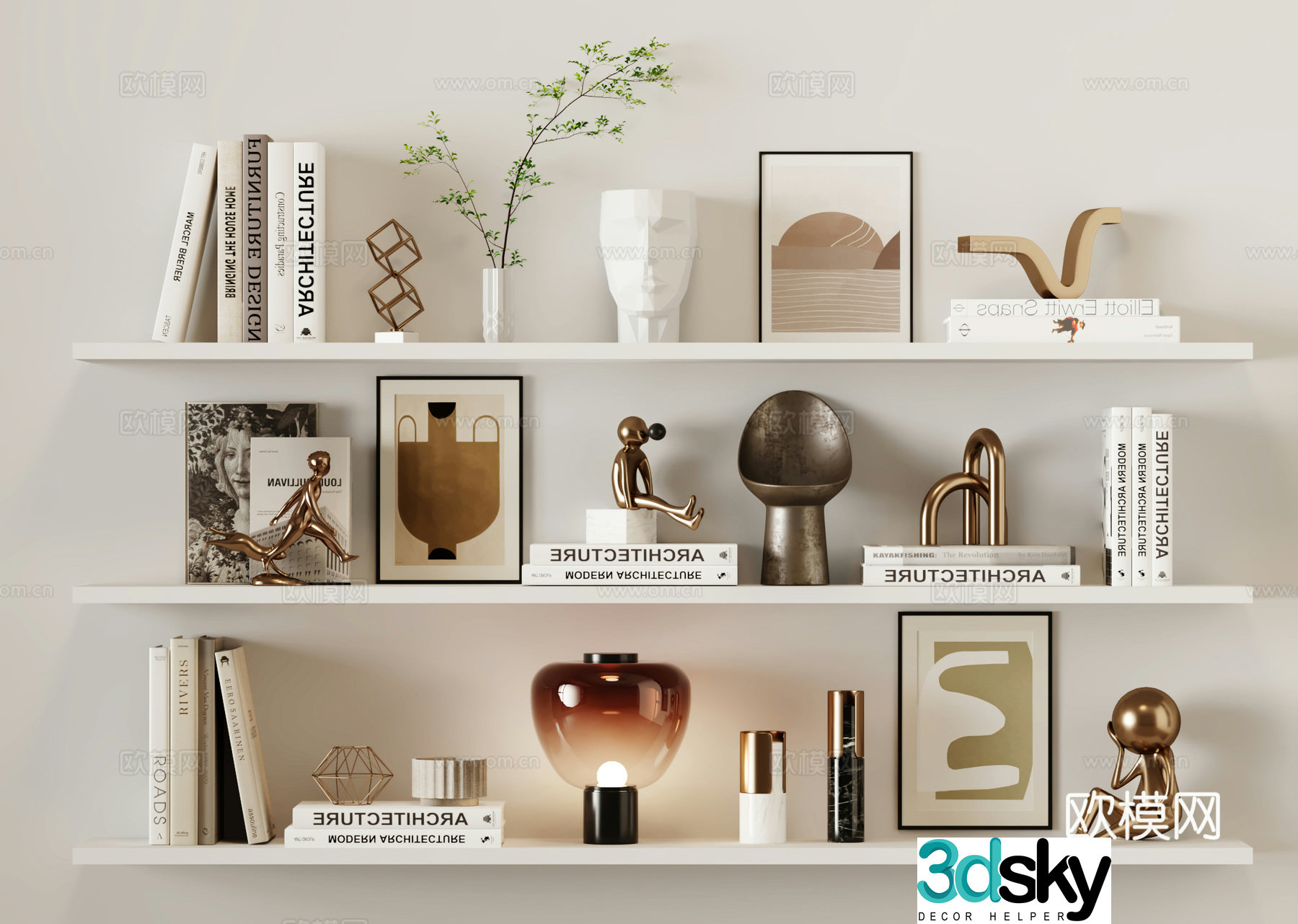 Modern books sculpture ornaments 3d model