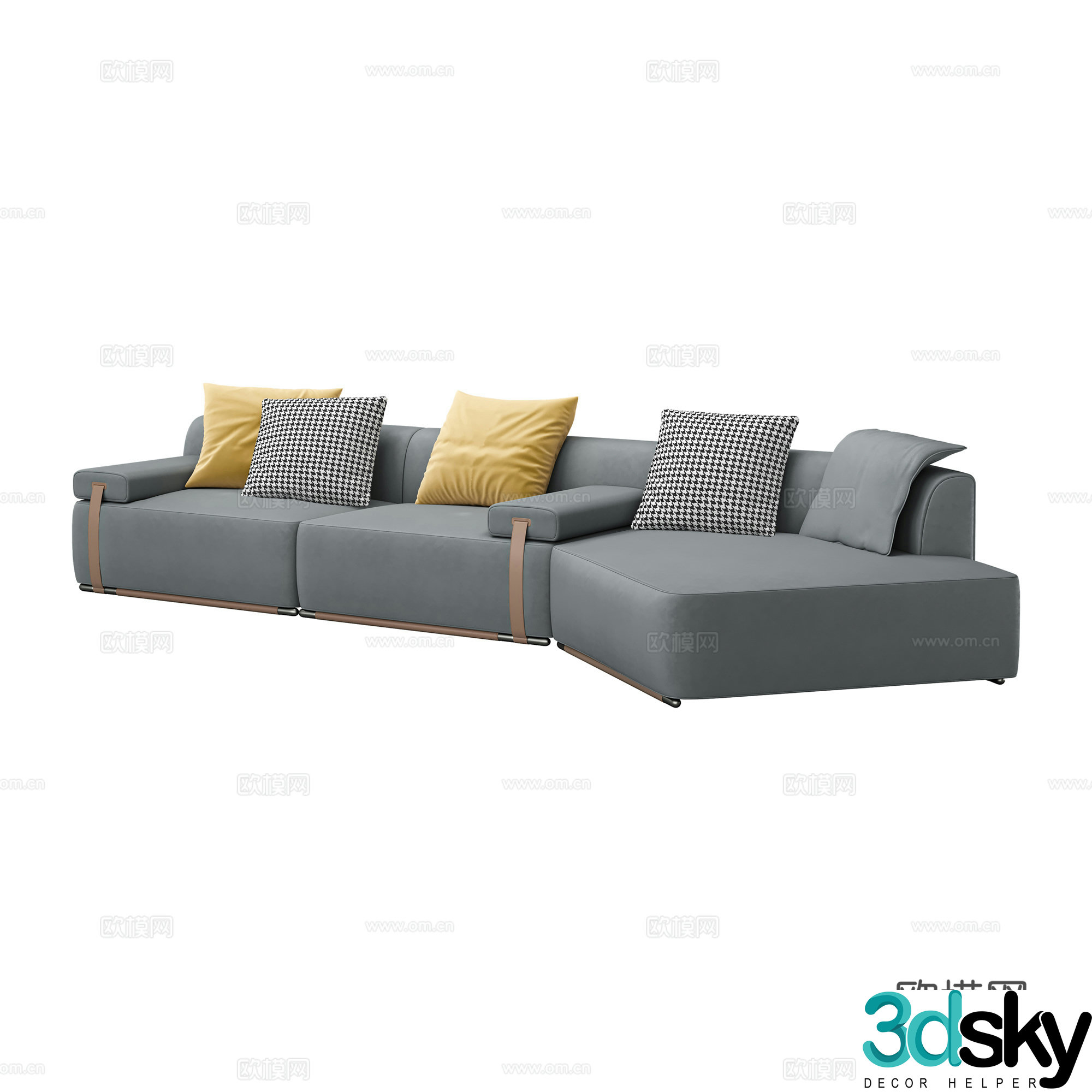Modern multi-seater sofa corner sofa 3d model