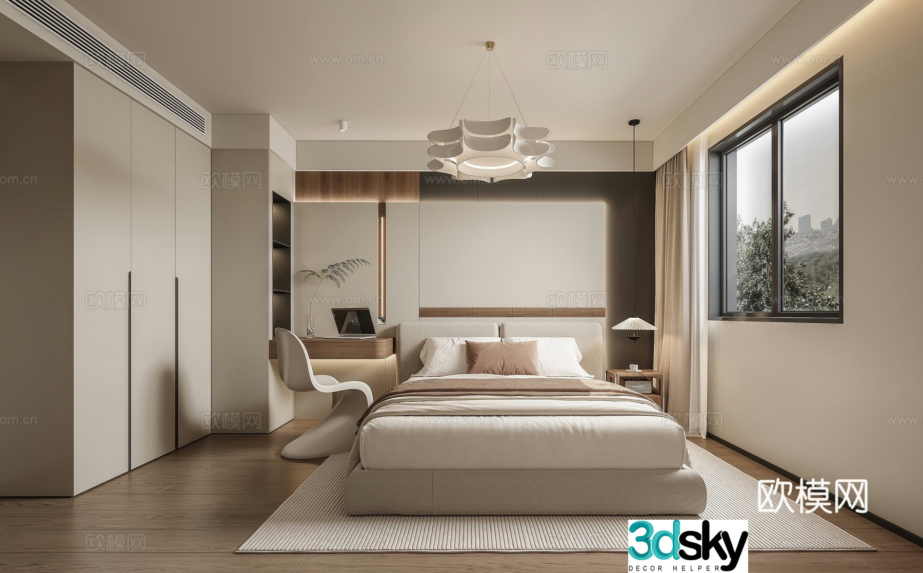 Cream style bedroom master bedroom 3d model