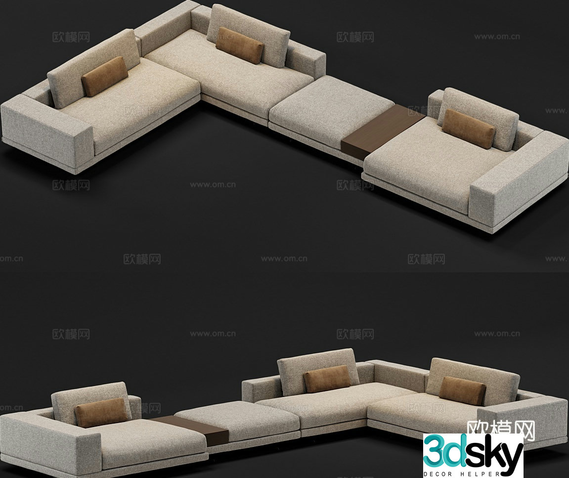Multi-person sofa corner sofa 3d model