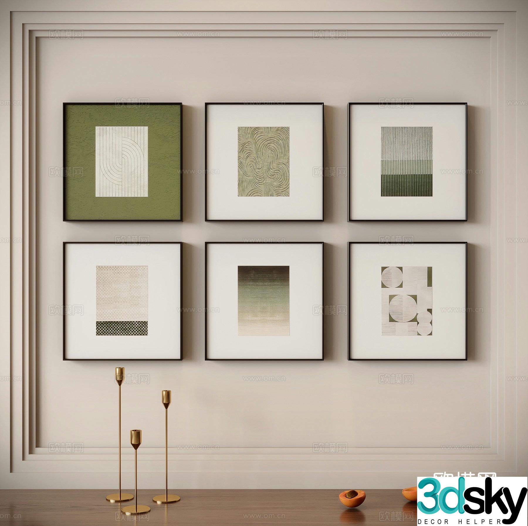 Modern minimalist painting combination painting decorative painting 3D model