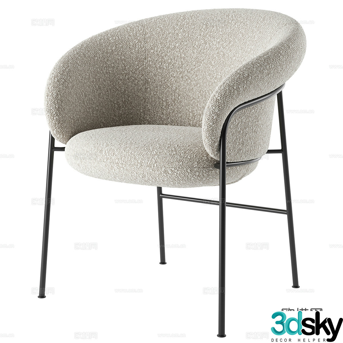 Modern fabric chair dining chair 3d model