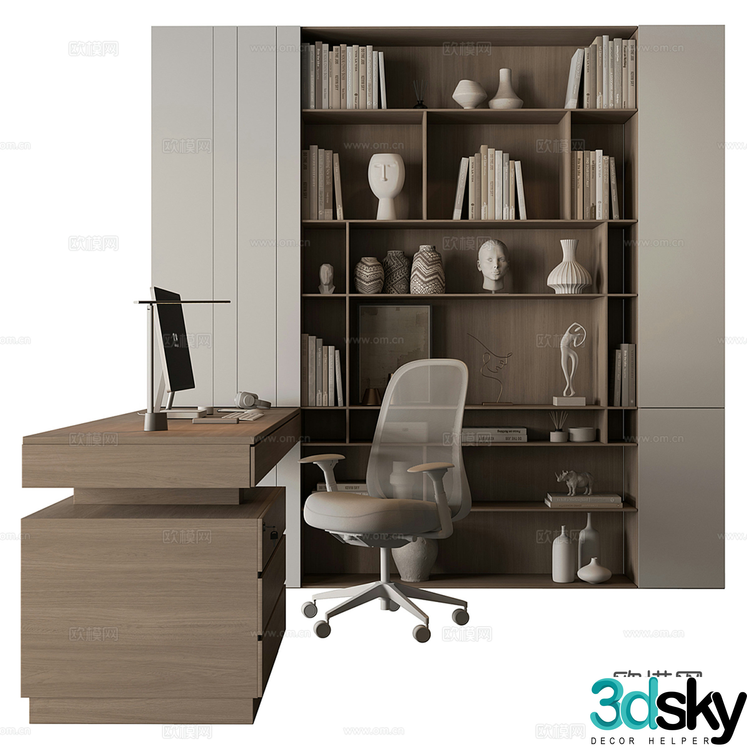 Boss desk desk desk file cabinet integrated 3D model
