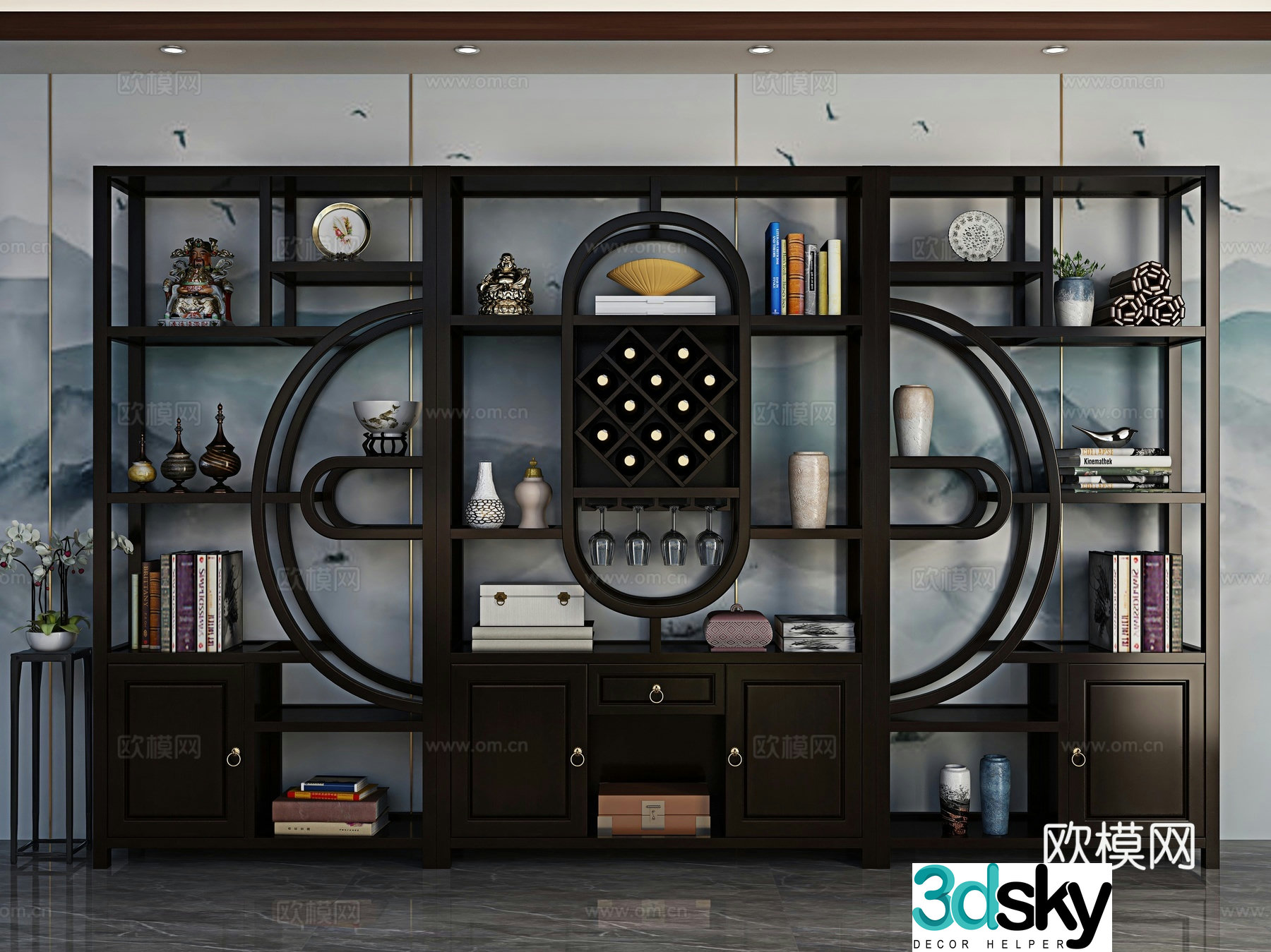 Chinese style tea cabinet 3D model