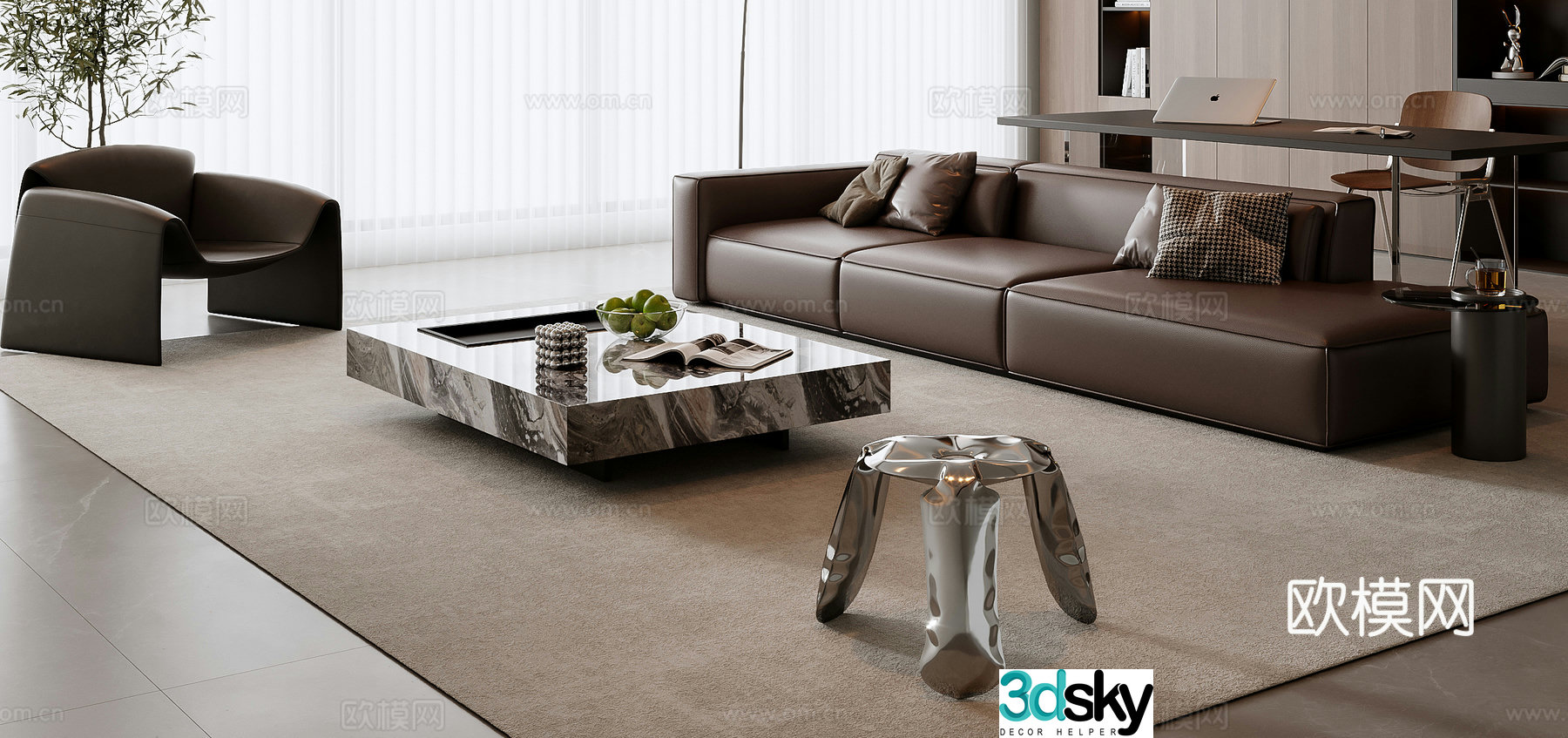 Italian sofa modular sofa 3d model