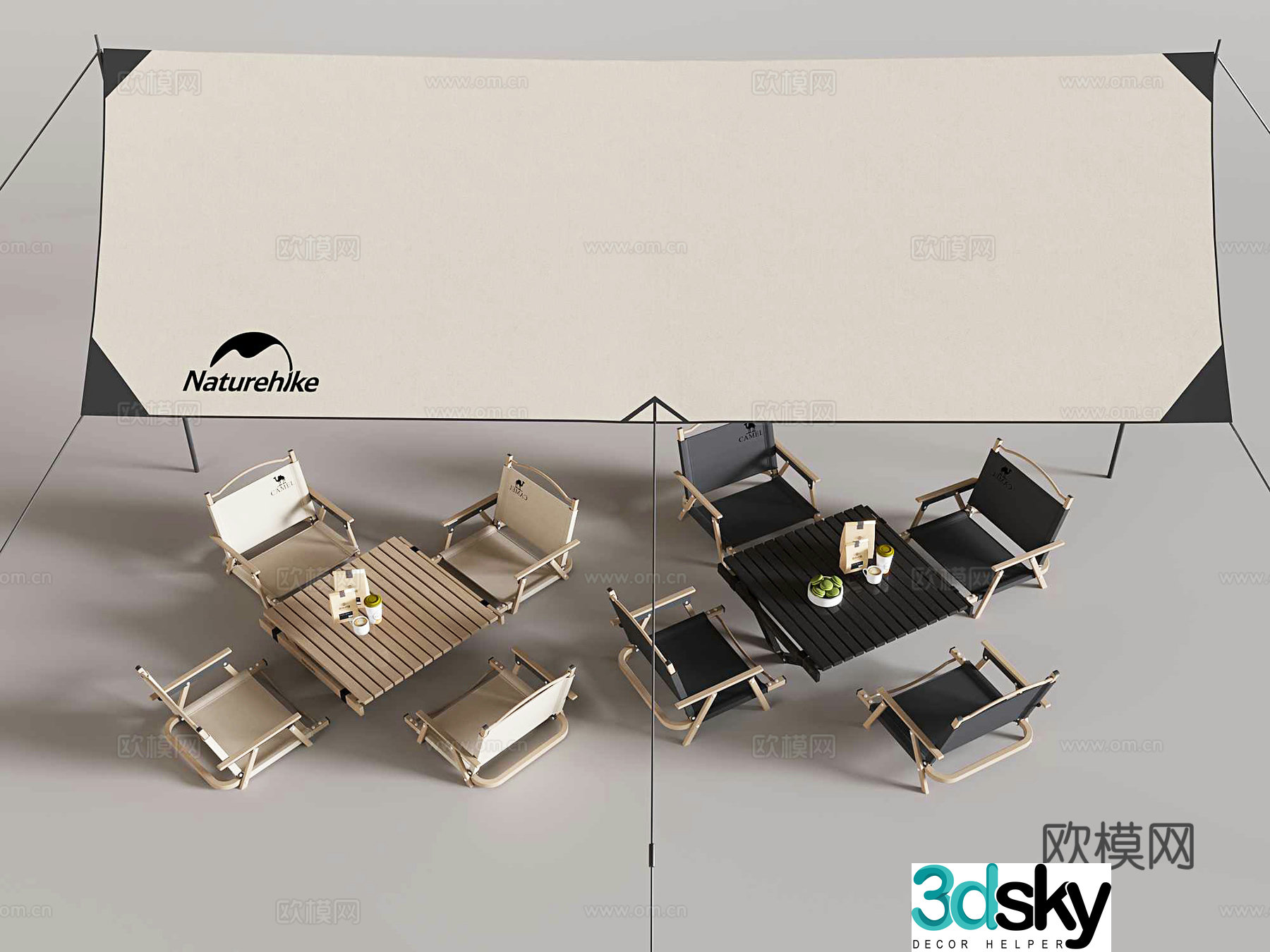 Outdoor tables and chairs camping tables and chairs 3d model