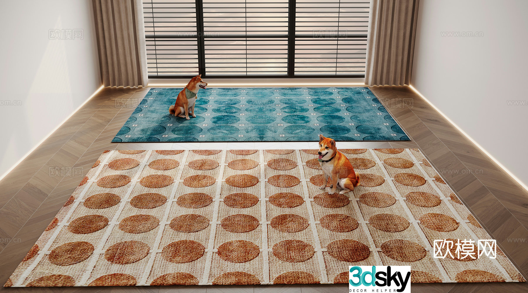Modern carpet square rug 3d model