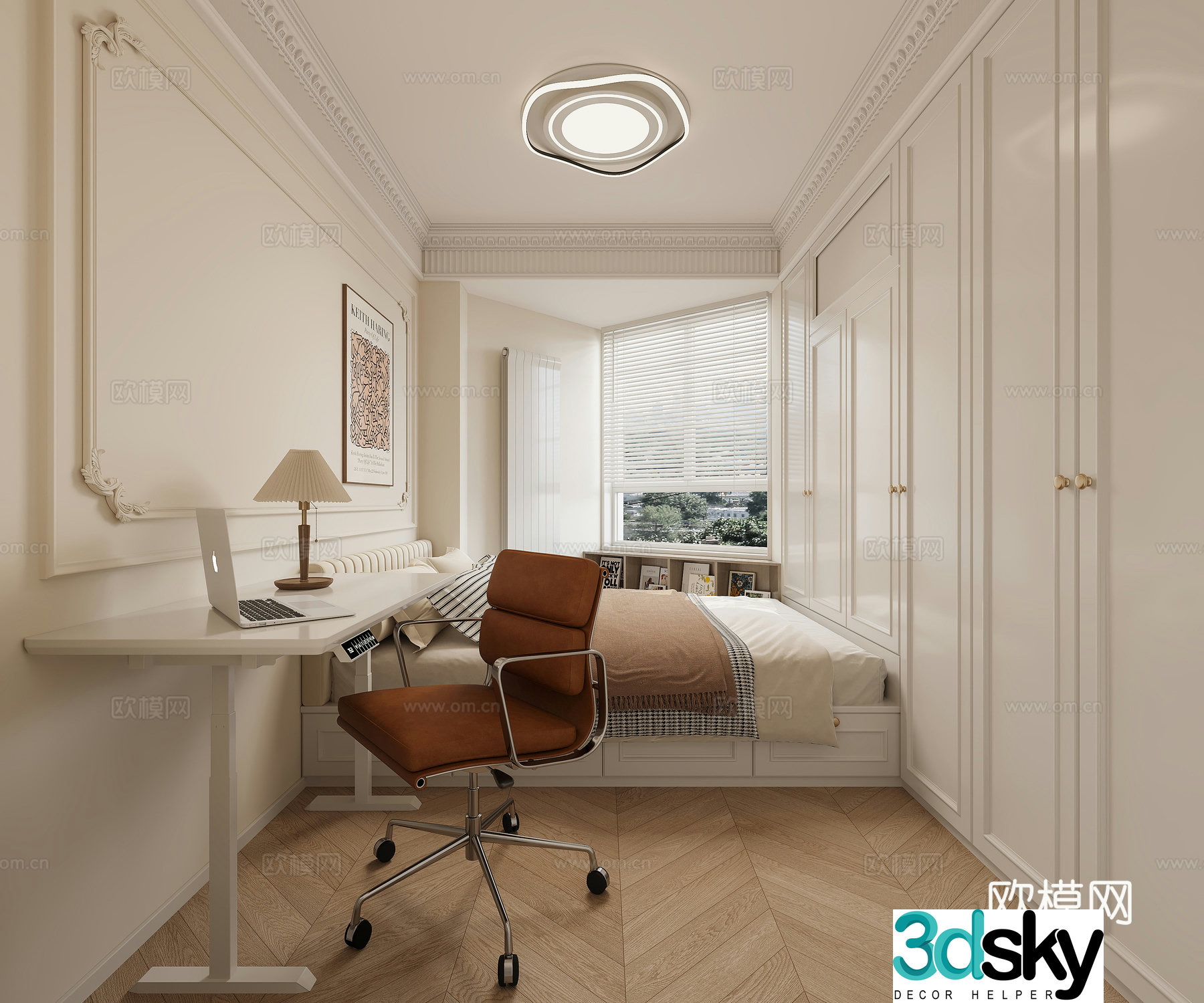 French tatami bedroom 3d model