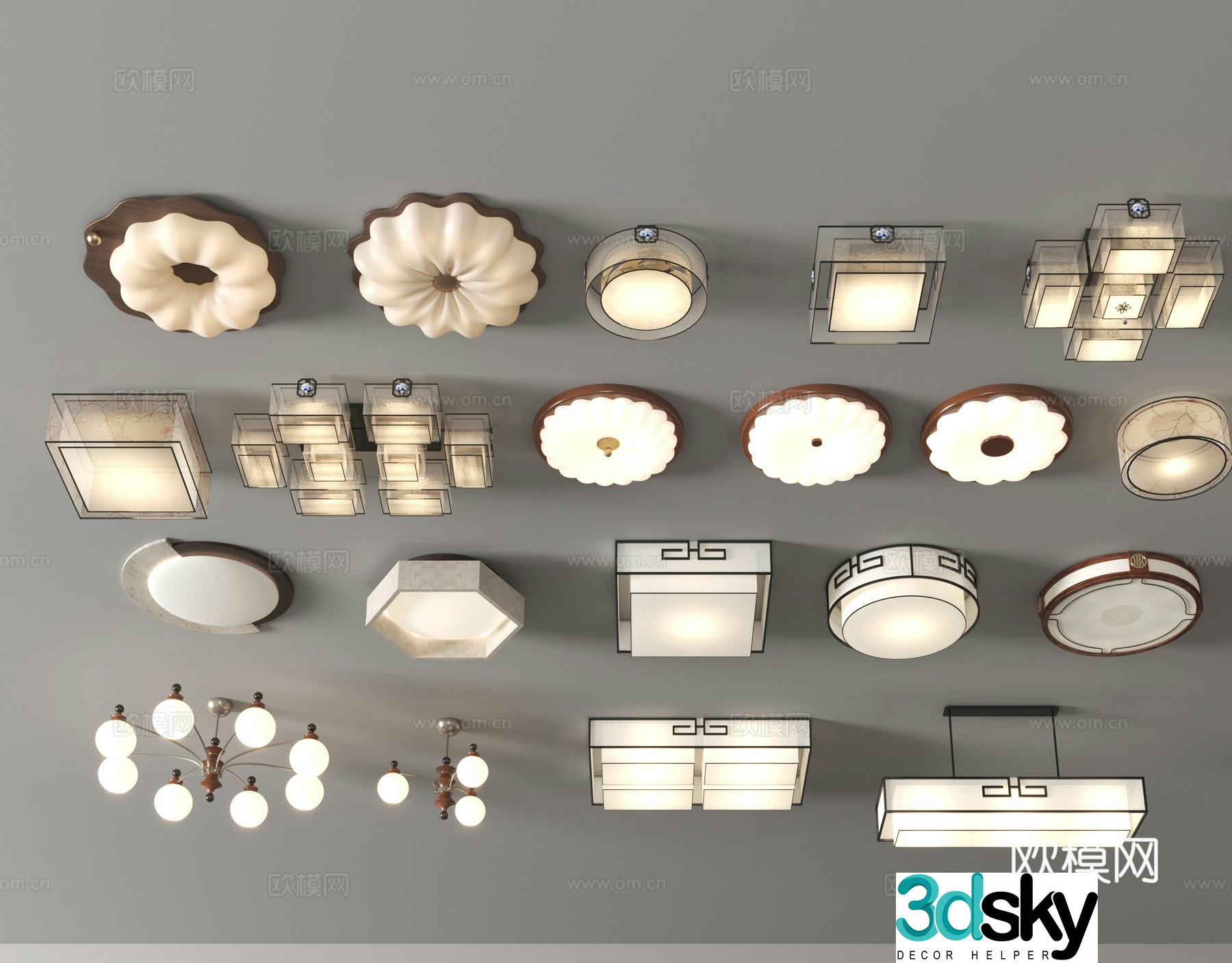 New Chinese style ceiling lamp living room main light 3d model