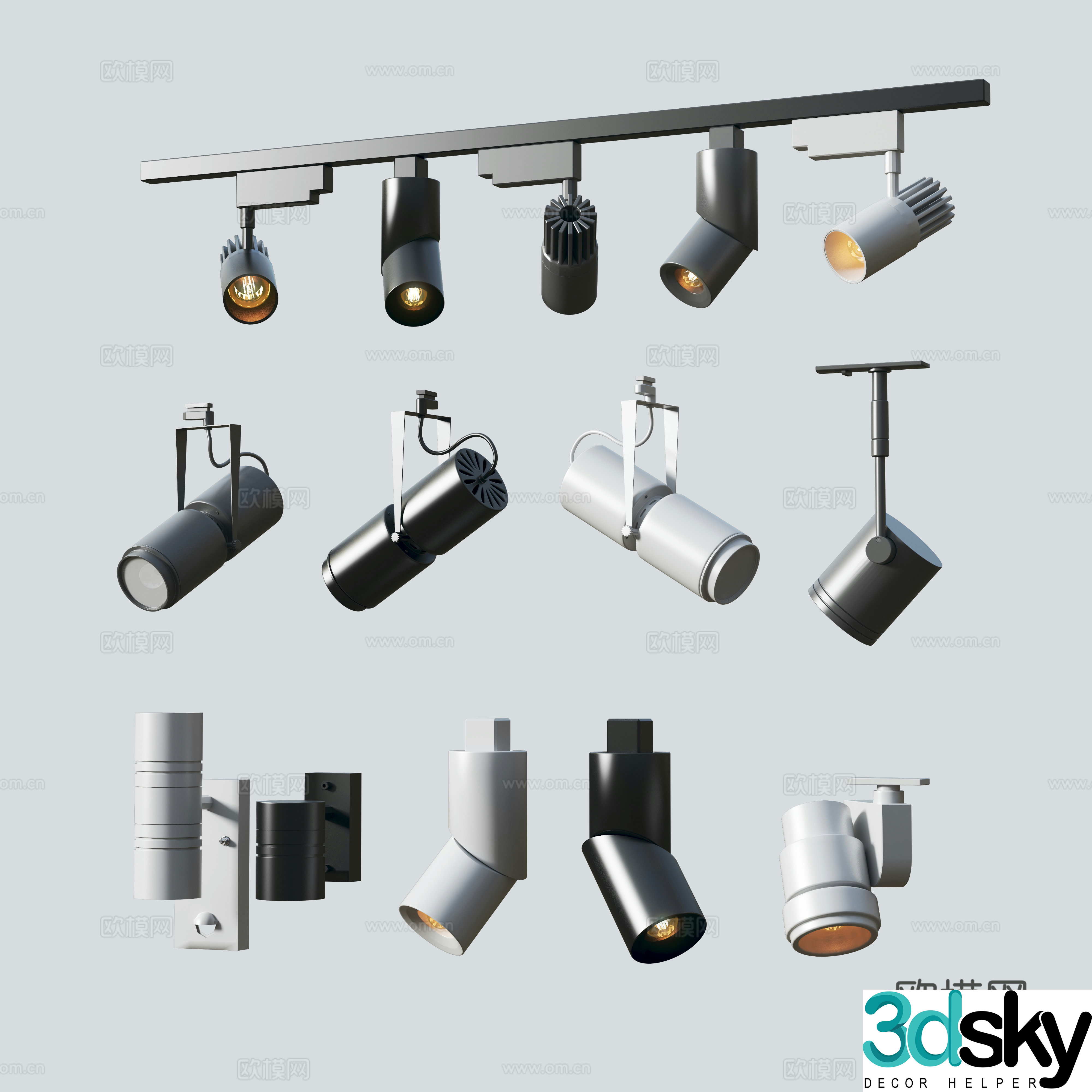 Modern downlight spotlight track spotlight 3d model