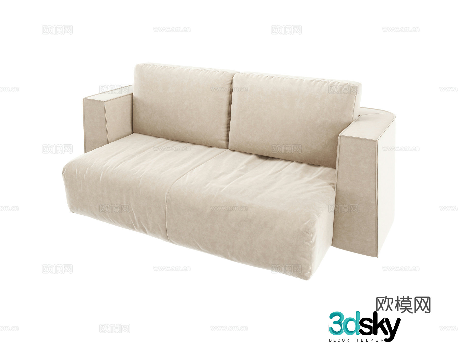 Cream style double sofa 3d model
