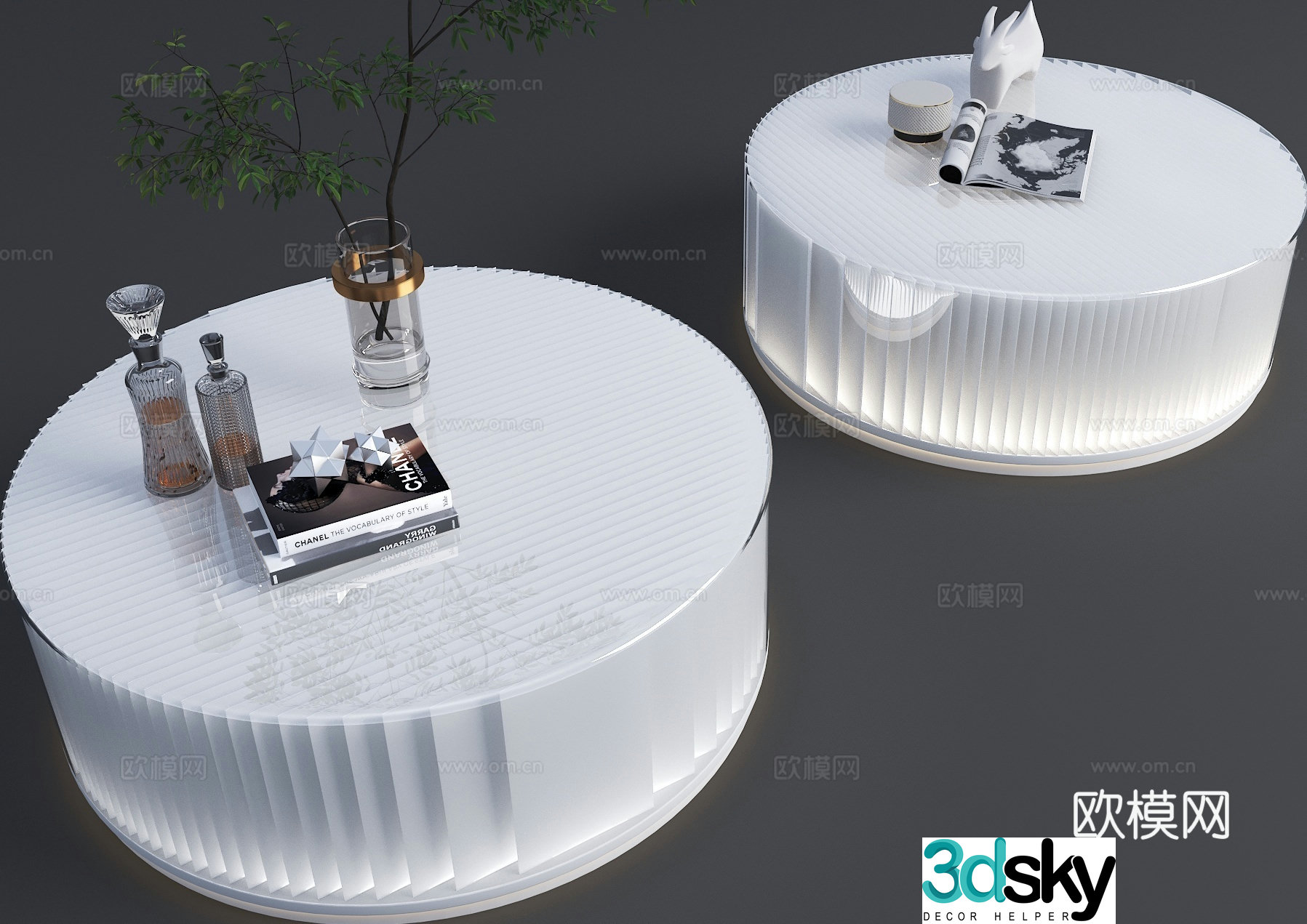 Modern acrylic coffee table gradient grille coffee table 3d model