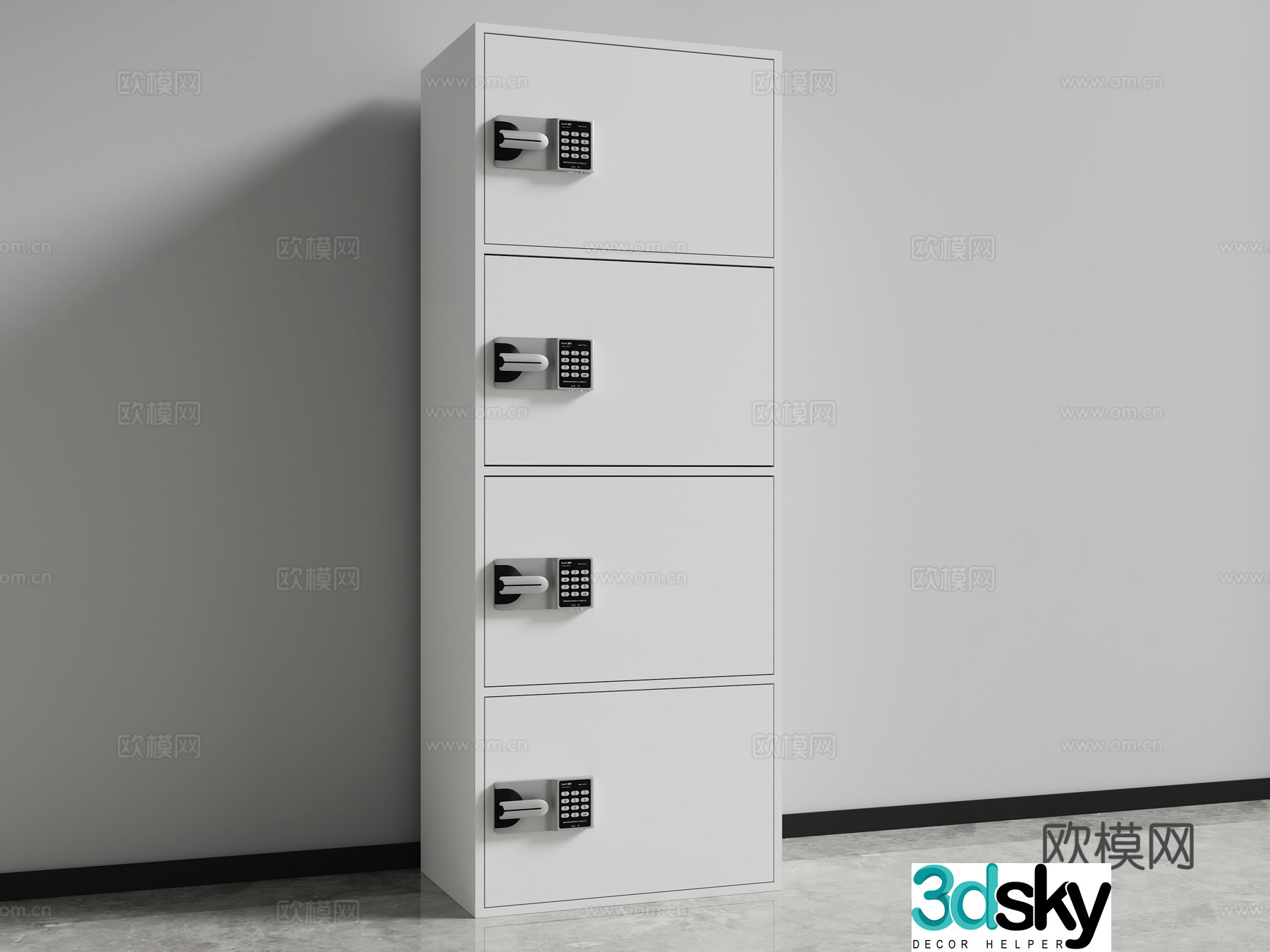 Locker four-door cabinet combination lock file cabinet safe cabinet 3D model