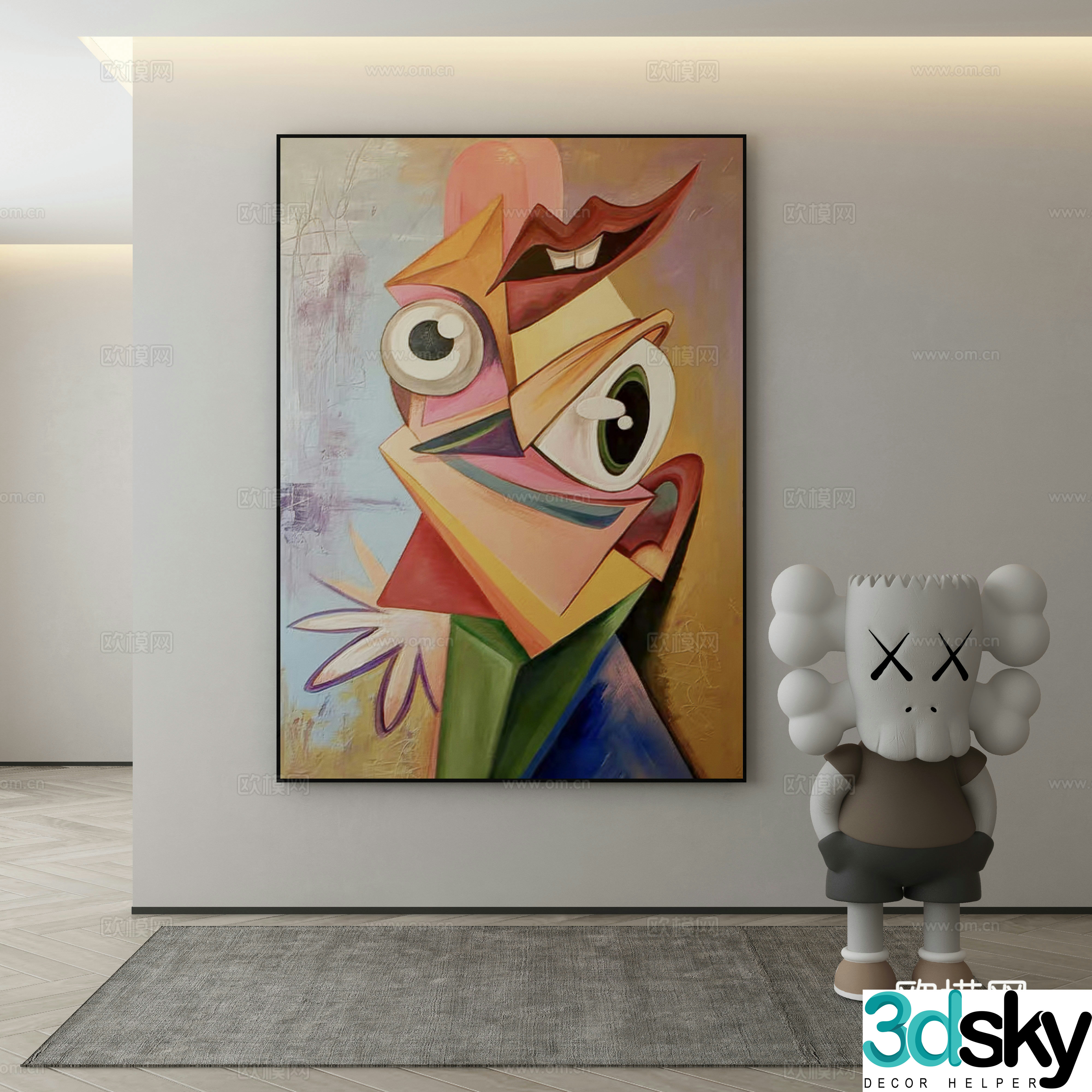 Modern decorative painting oil painting 3d model