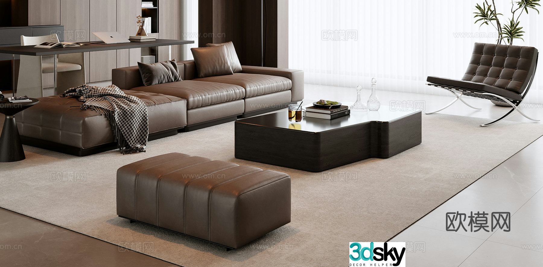 Italian sofa modular sofa 3d model