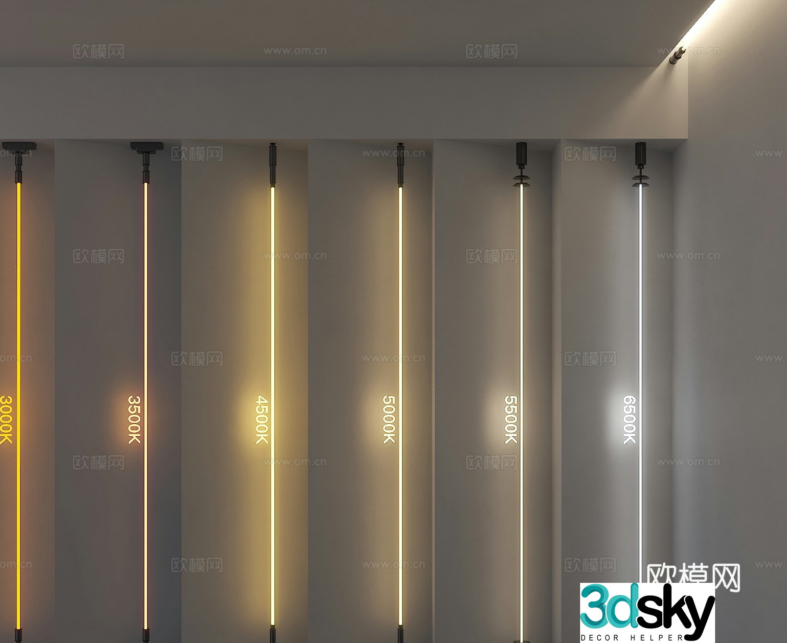 modern skyline light linear light steel wire light strip steel strip light 3d model