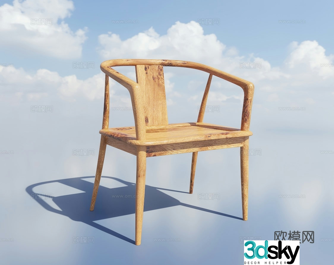 New Chinese style chair dining chair solid wood chair 3d model