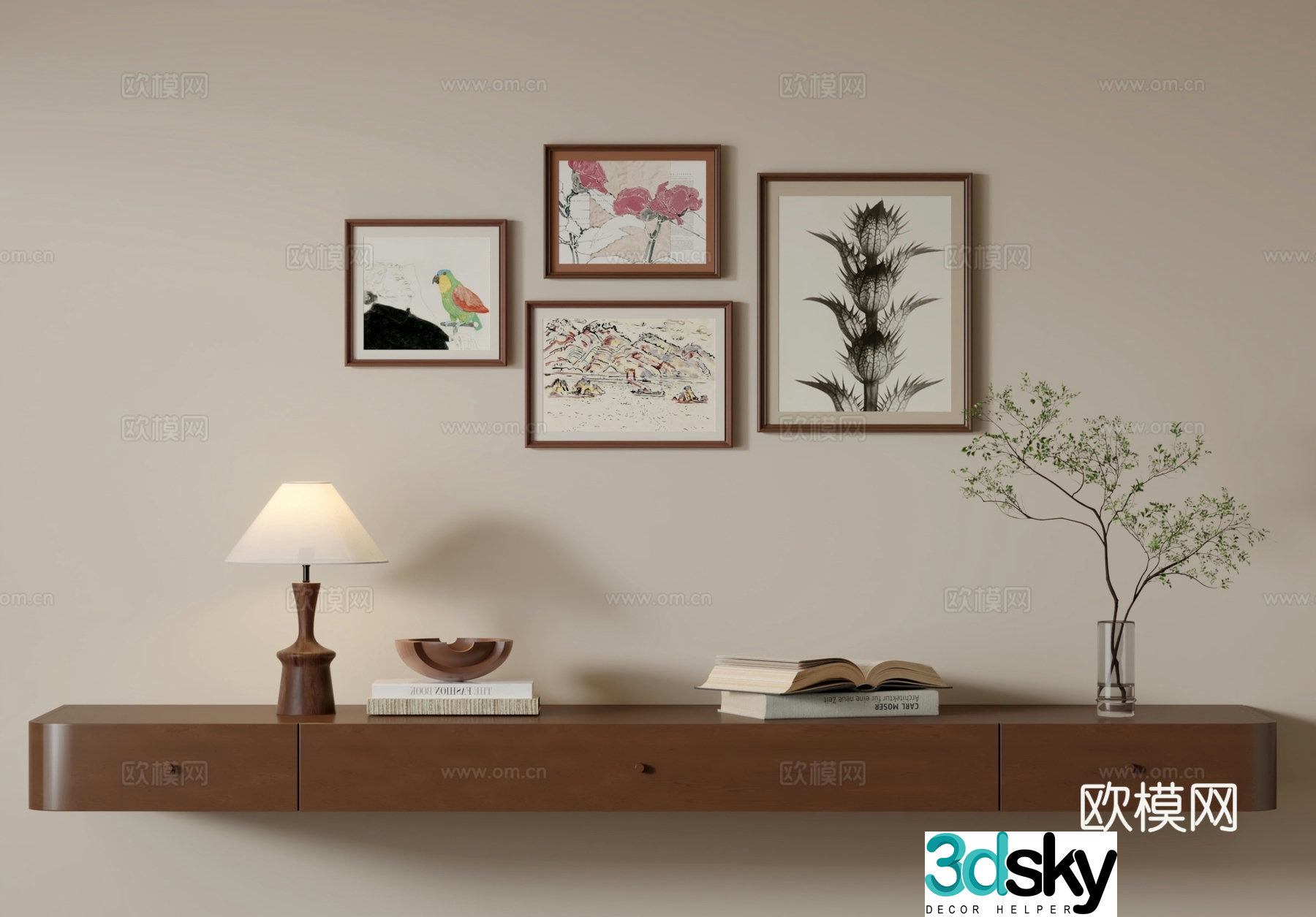 Retro hanging painting decorative painting 3d model