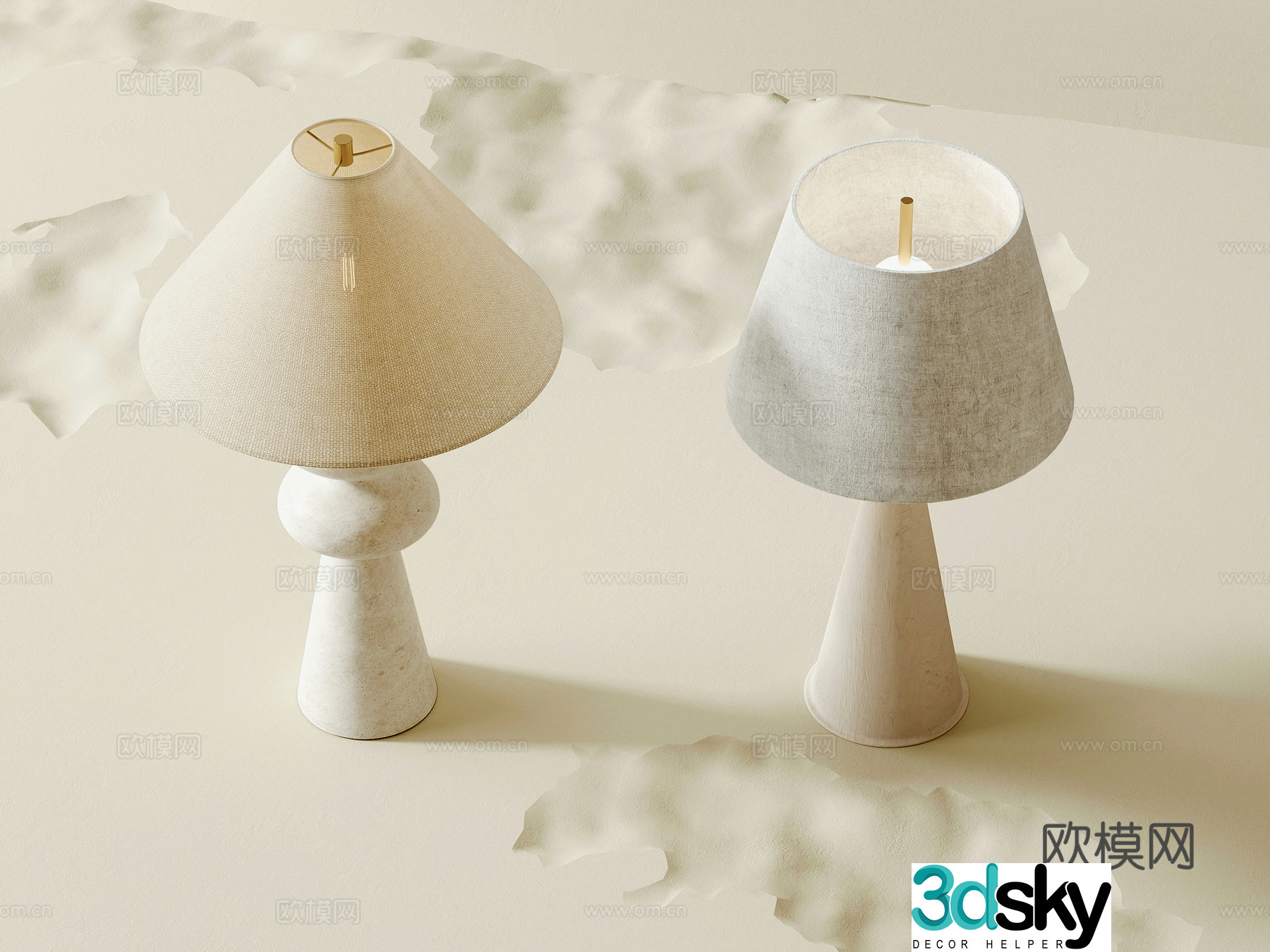 Cream style desk lamp 3d model