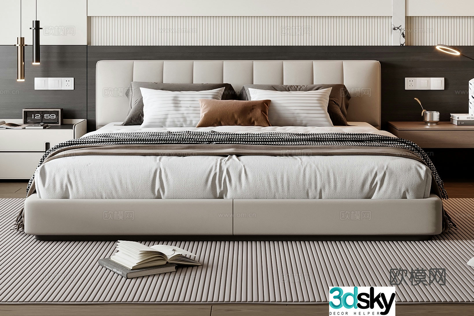 Modern double bed 3d model