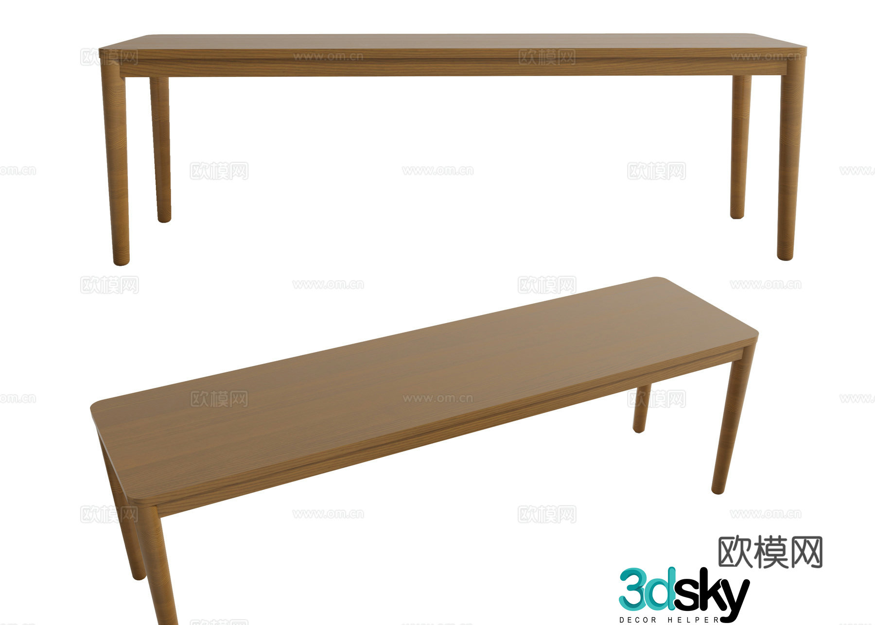 modern stool bench wooden stool 3d model