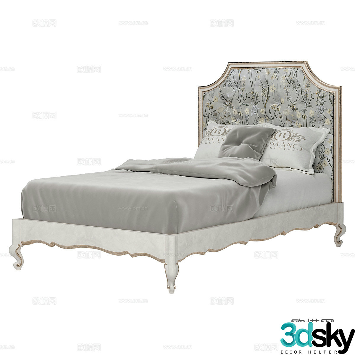 American single bed 3d model