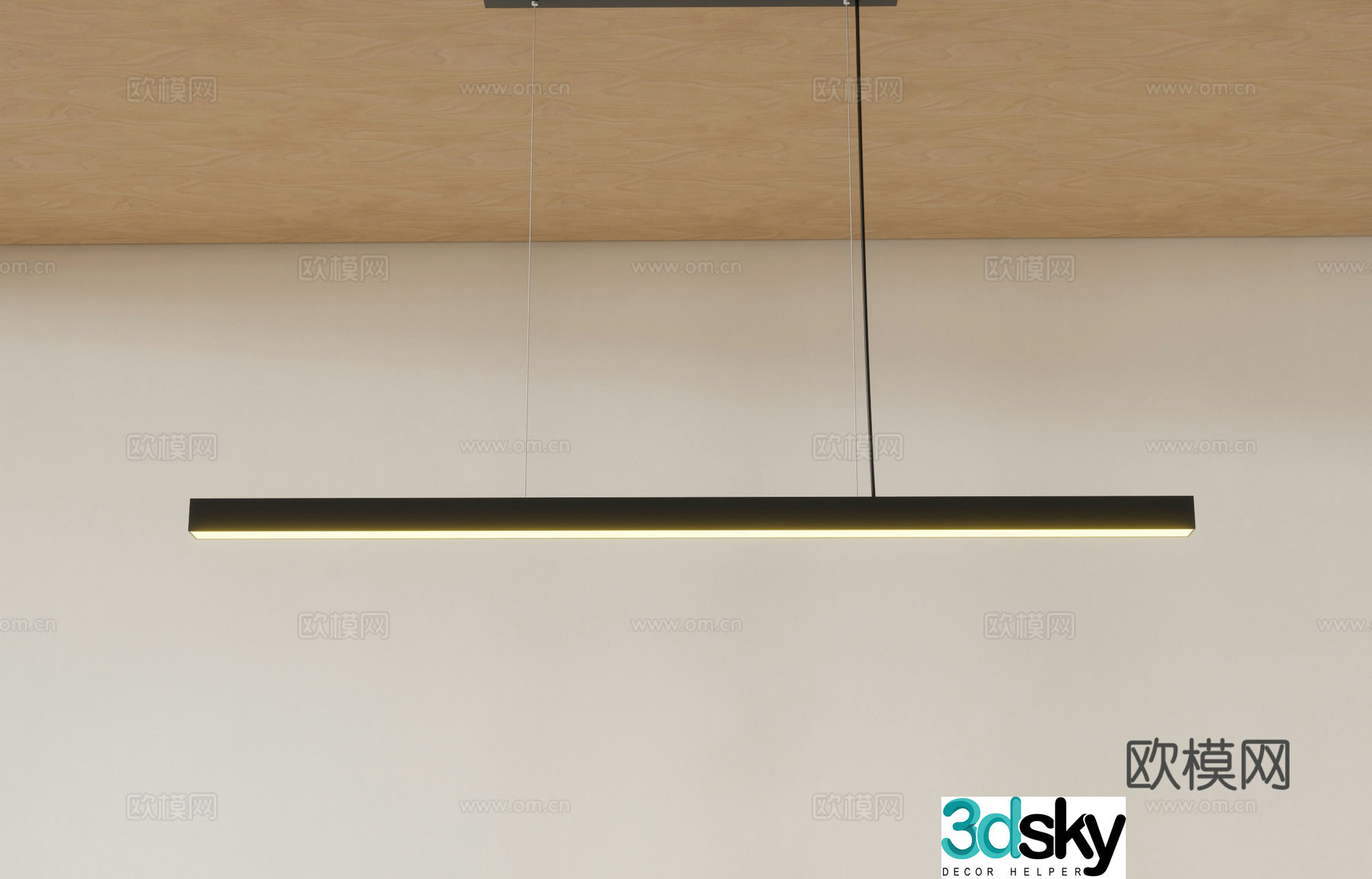 Modern long strip chandelier office chandelier 3d model