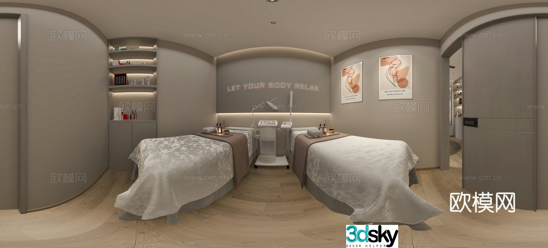 Cream style beauty SPA private room VR panoramic 3D model