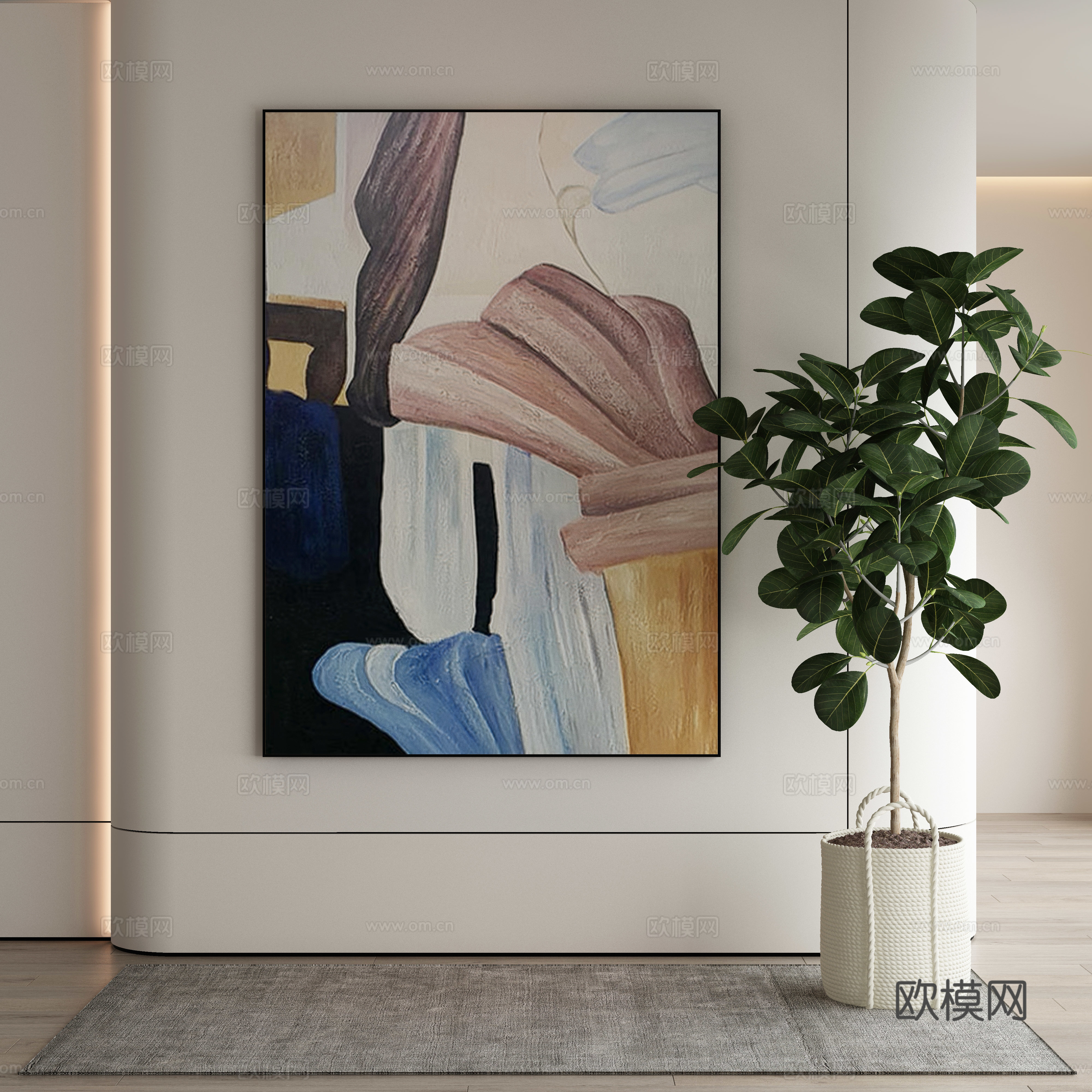 Modern decorative painting abstract hanging painting oil painting 3d model