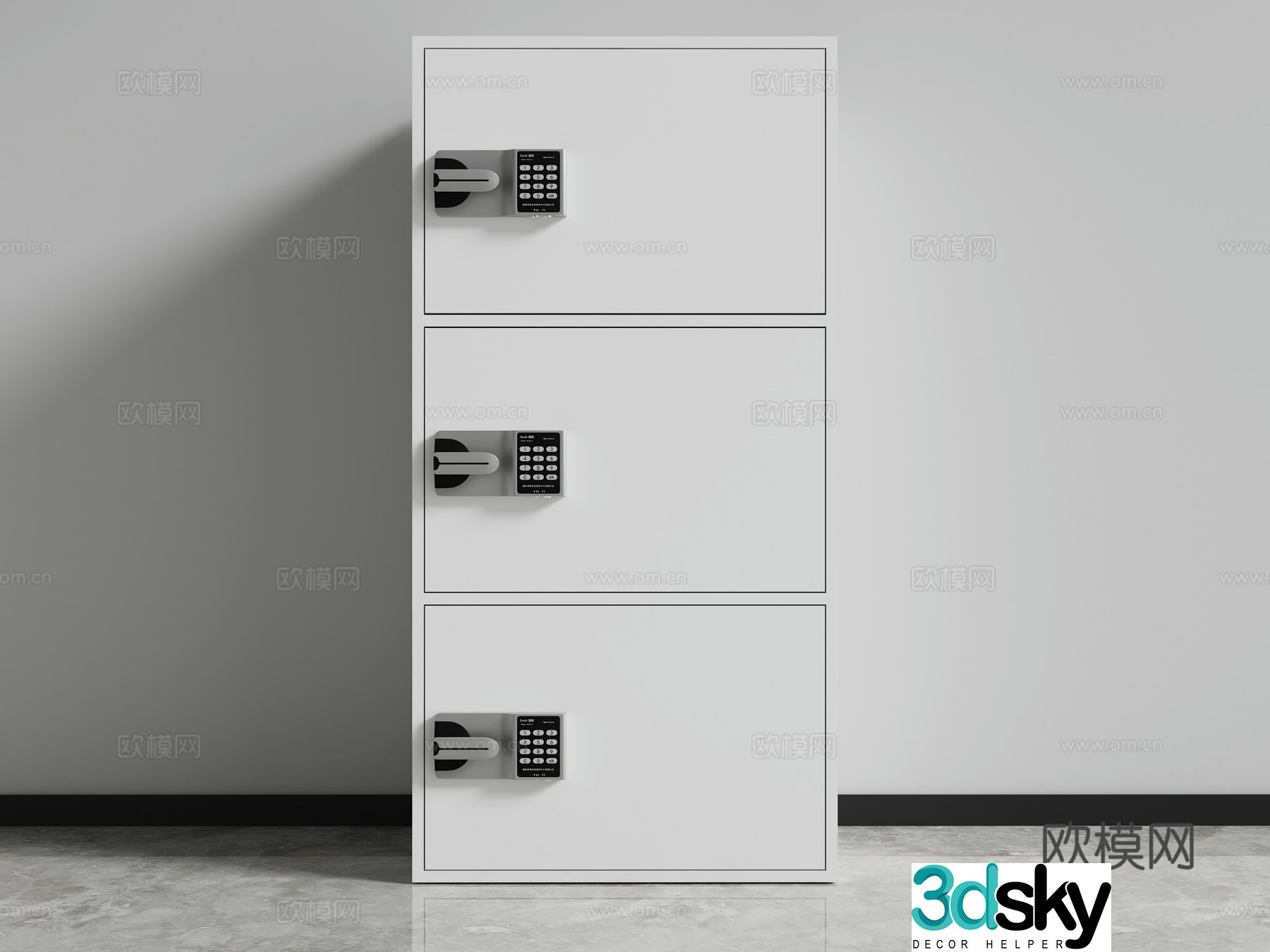 Locker three-door cabinet combination lock file cabinet safe cabinet 3d model