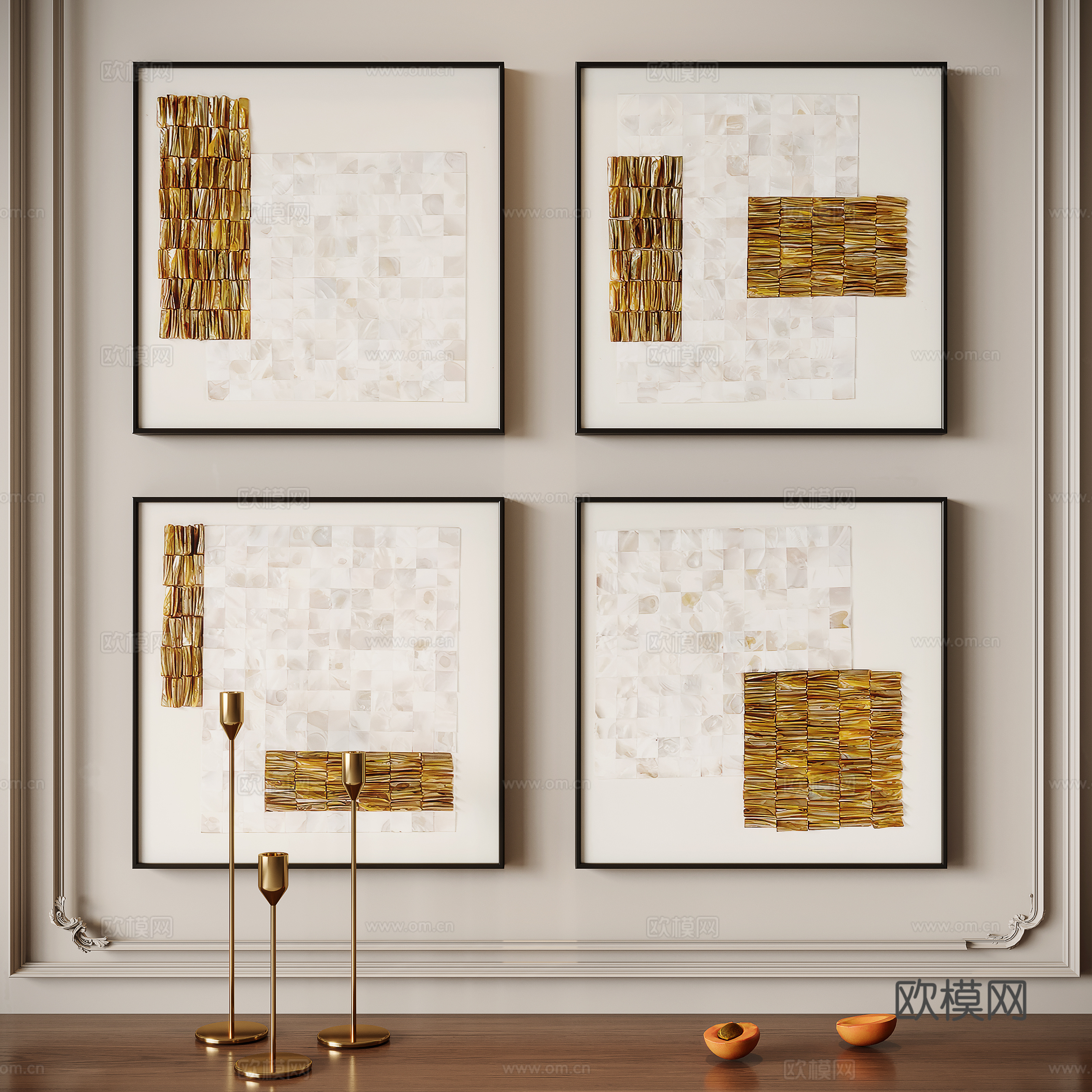 Modern texture painting decorative painting 3d model