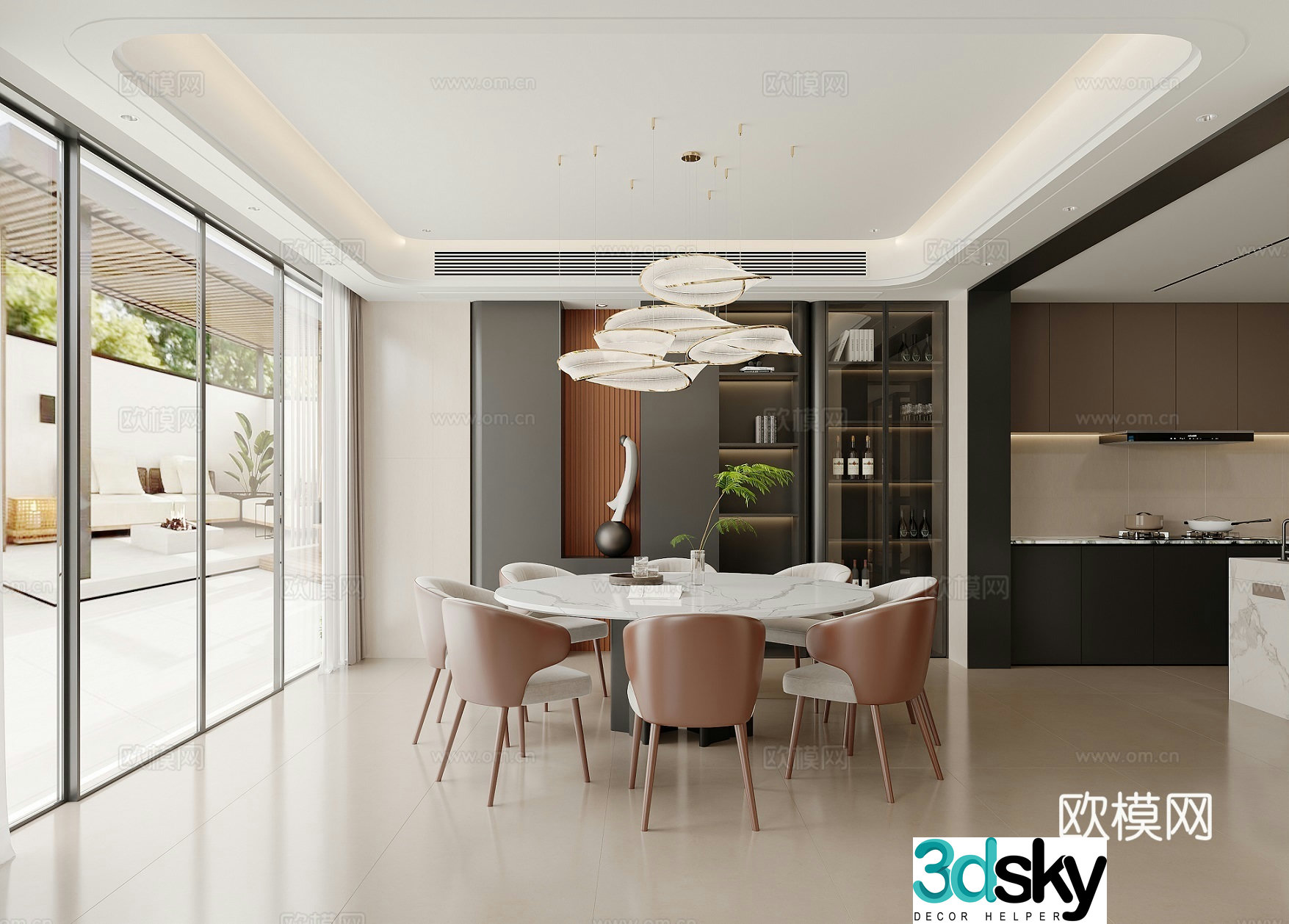 Modern guest restaurant 3d model