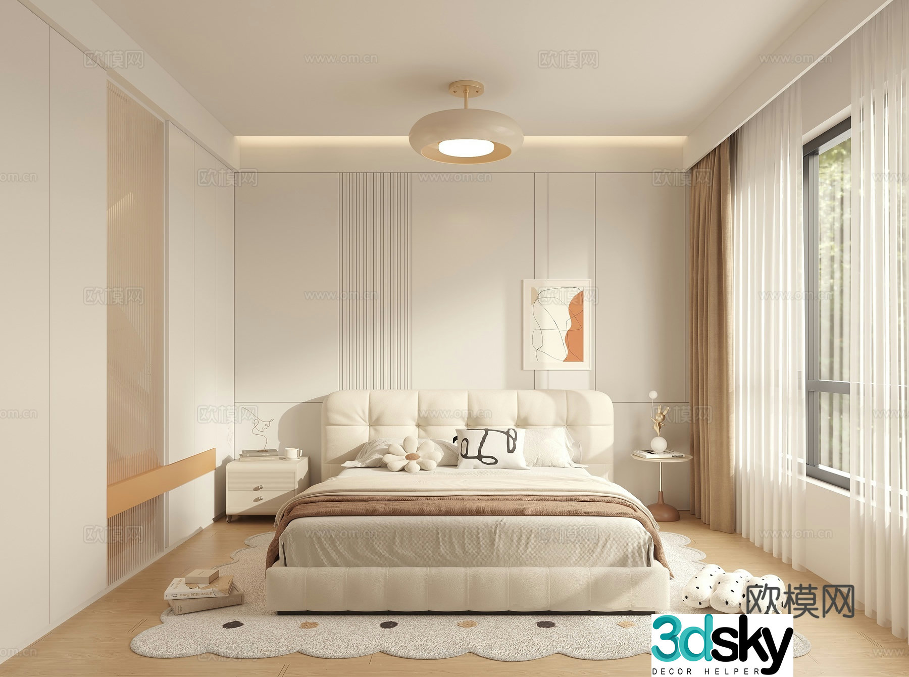 Cream style bedroom master bedroom 3d model