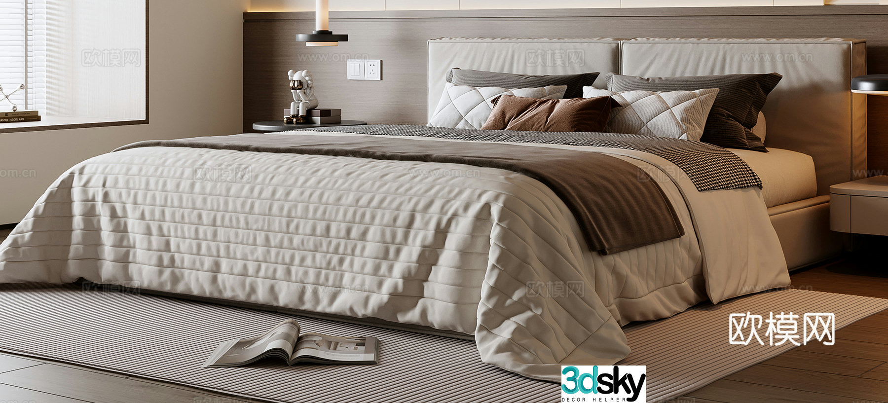 Modern double bed 3d model
