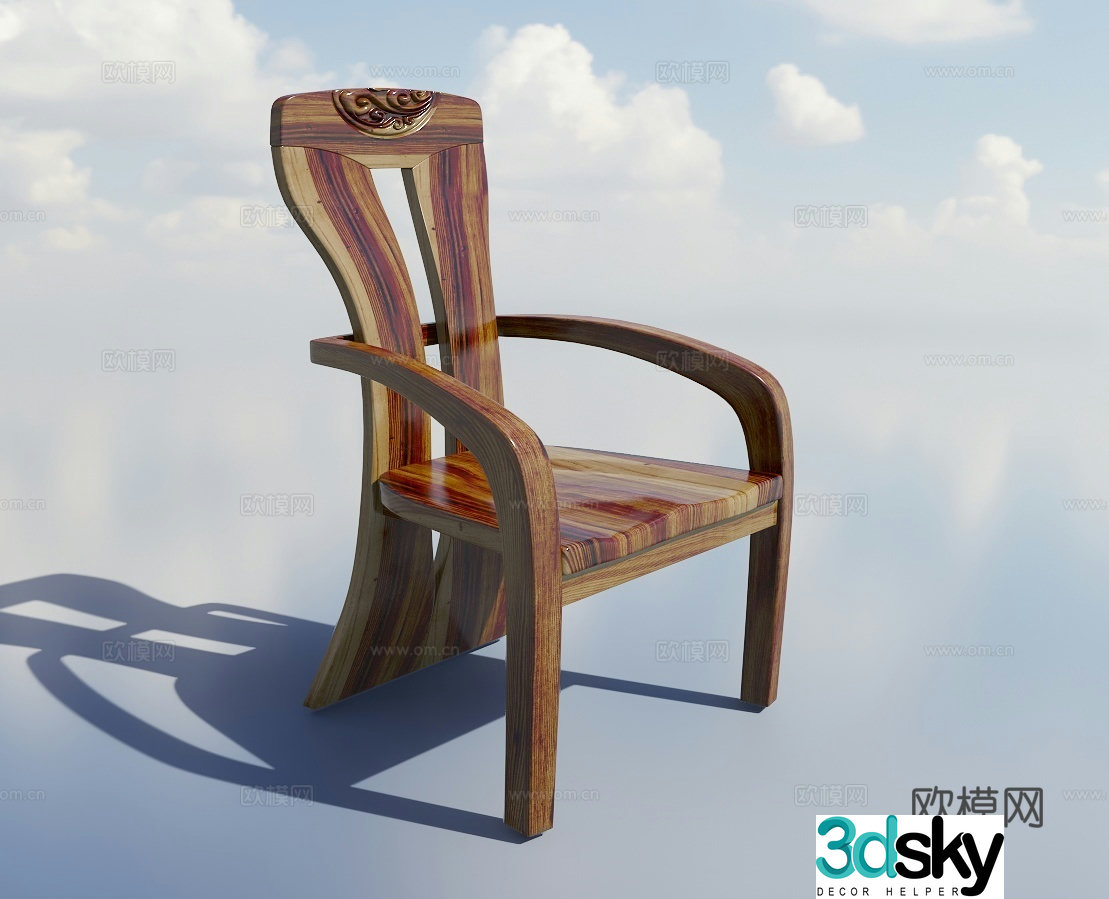 New Chinese style leisure chair armchair solid wood chair 3d model