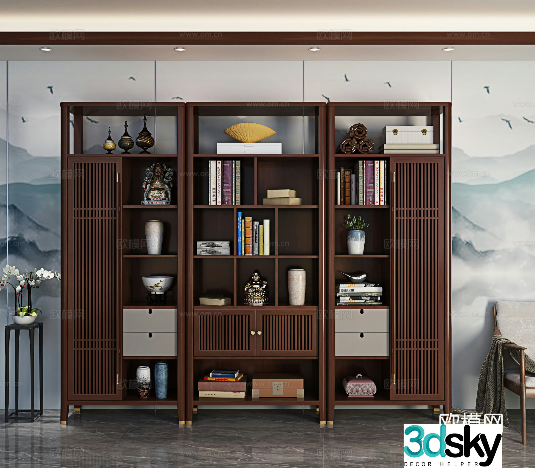Chinese bookcase 3d model