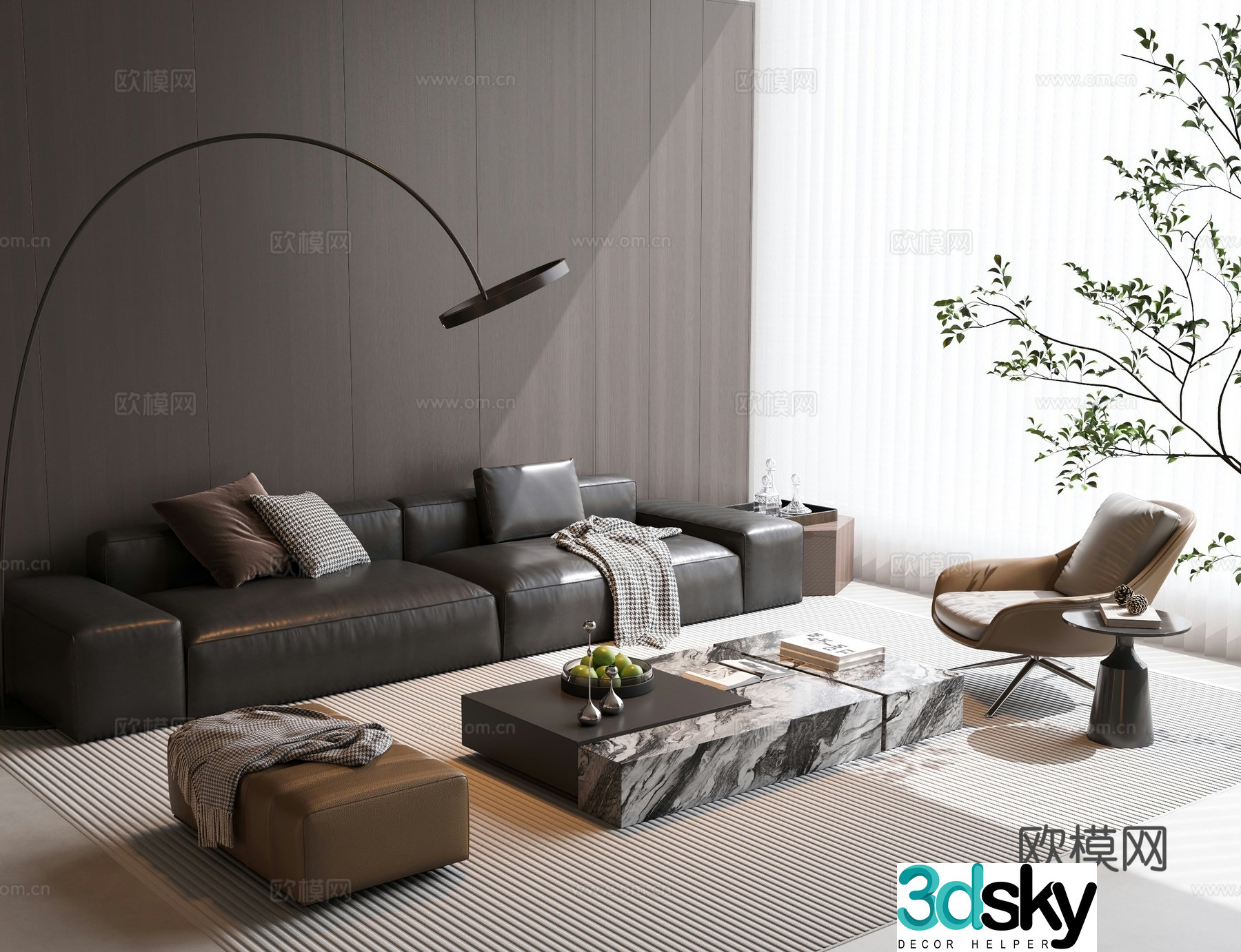 Italian sectional sofa 3d model