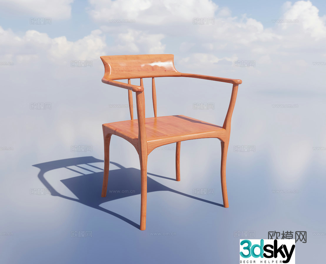 New Chinese style stool chair dining chair solid wood chair 3d model