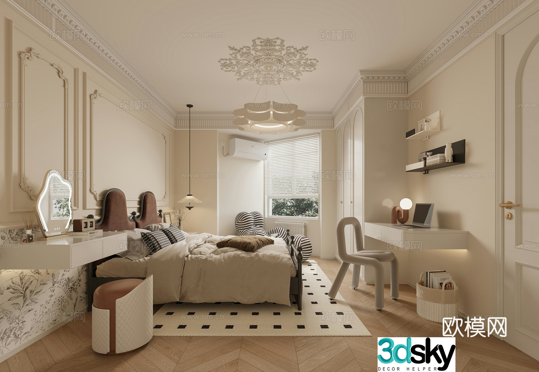 French bedroom master bedroom 3d model