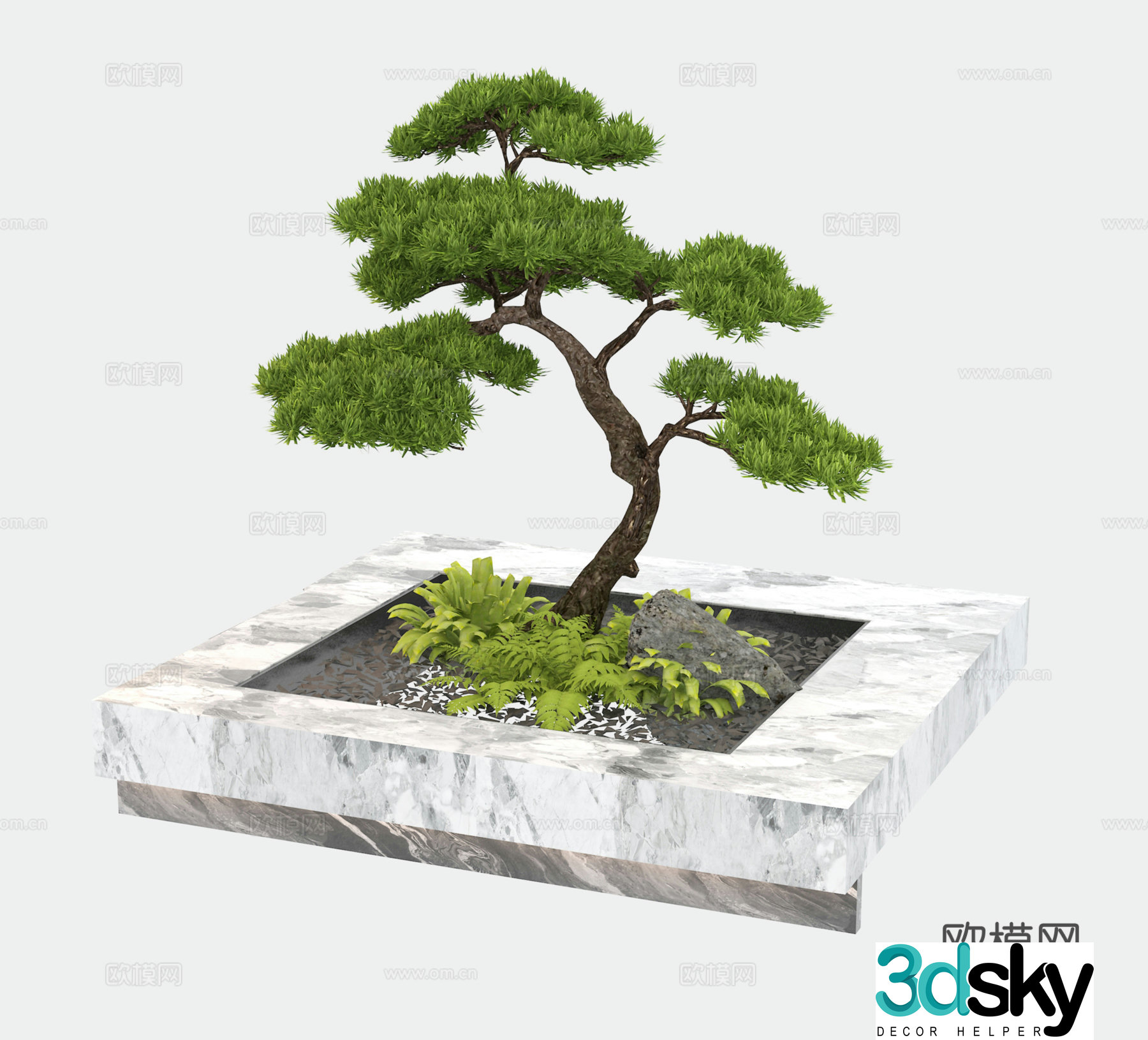 Tree Pond Sketch Welcoming Pine 3D Model