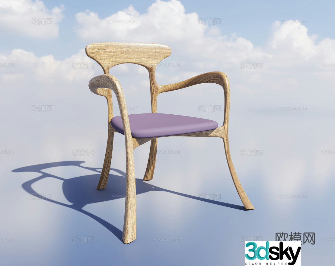 New Chinese style armchair dining chair solid wood chair 3d model