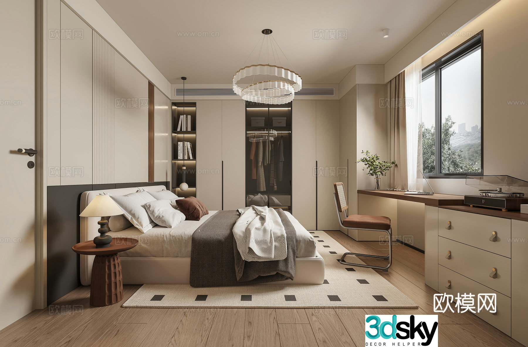 Cream style bedroom master bedroom 3d model