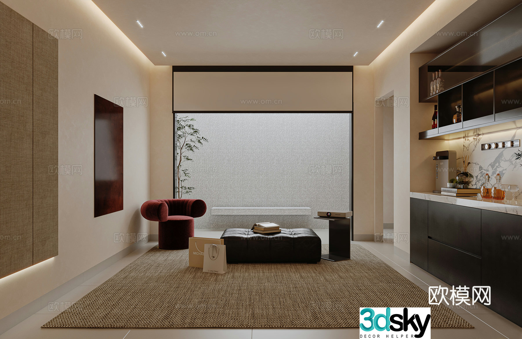 Modern home seating area leisure area 3d model