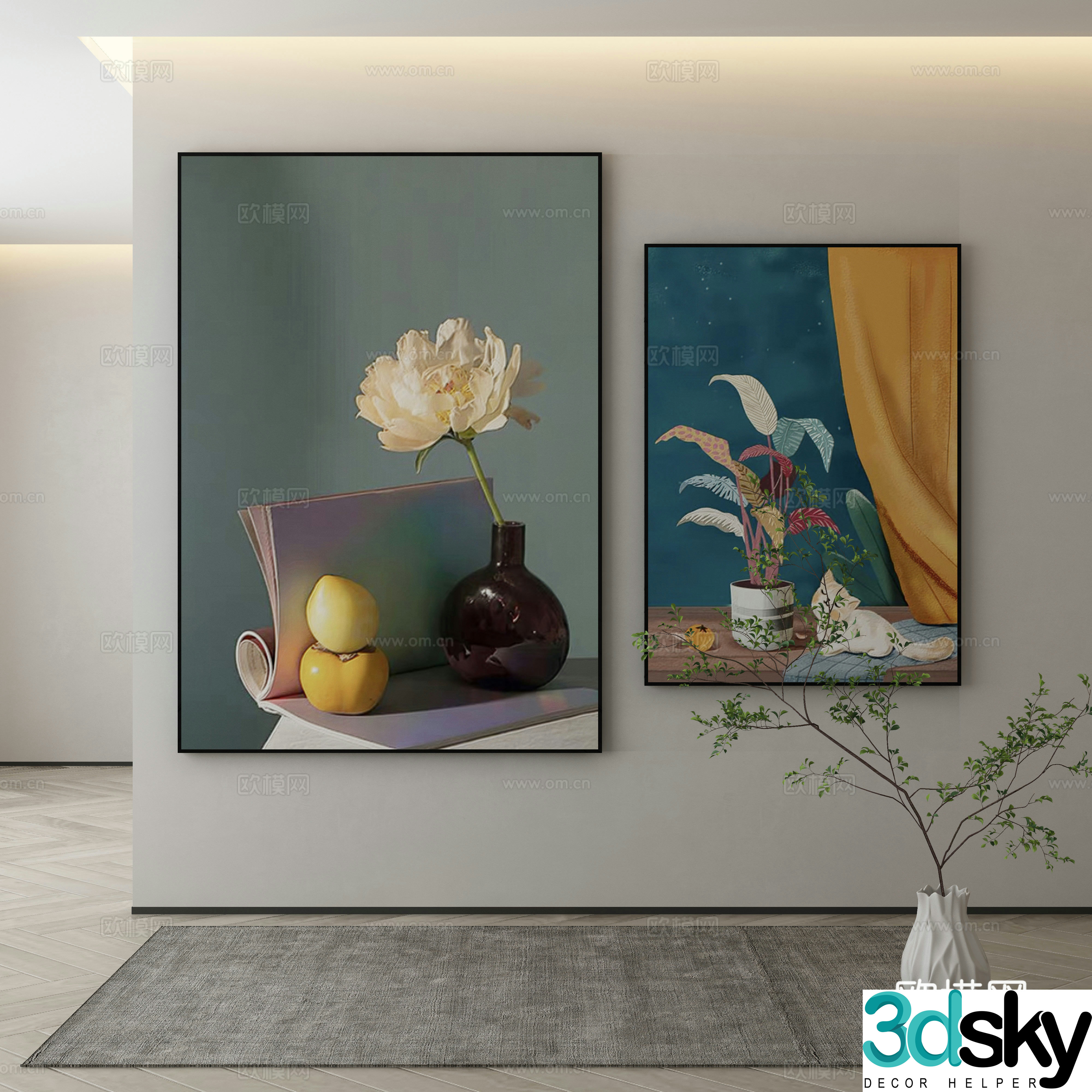 Modern decorative painting realistic oil painting 3d model